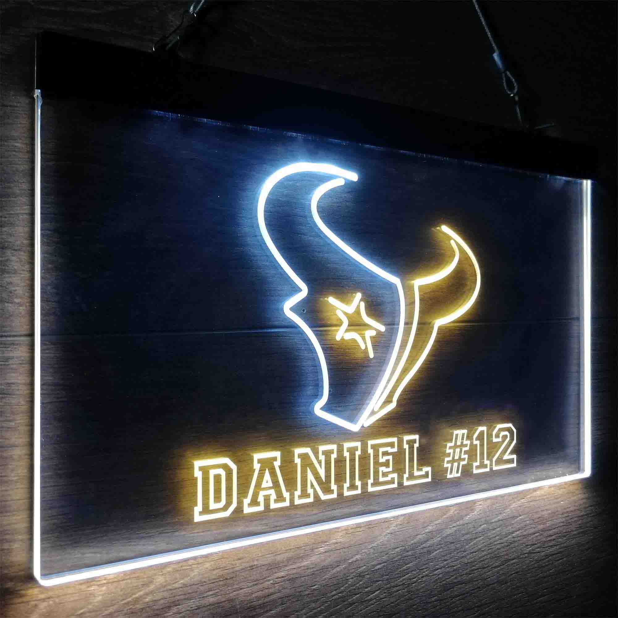Personalized Houston Texans Team Number Neon-Like LED Sign - Image 15