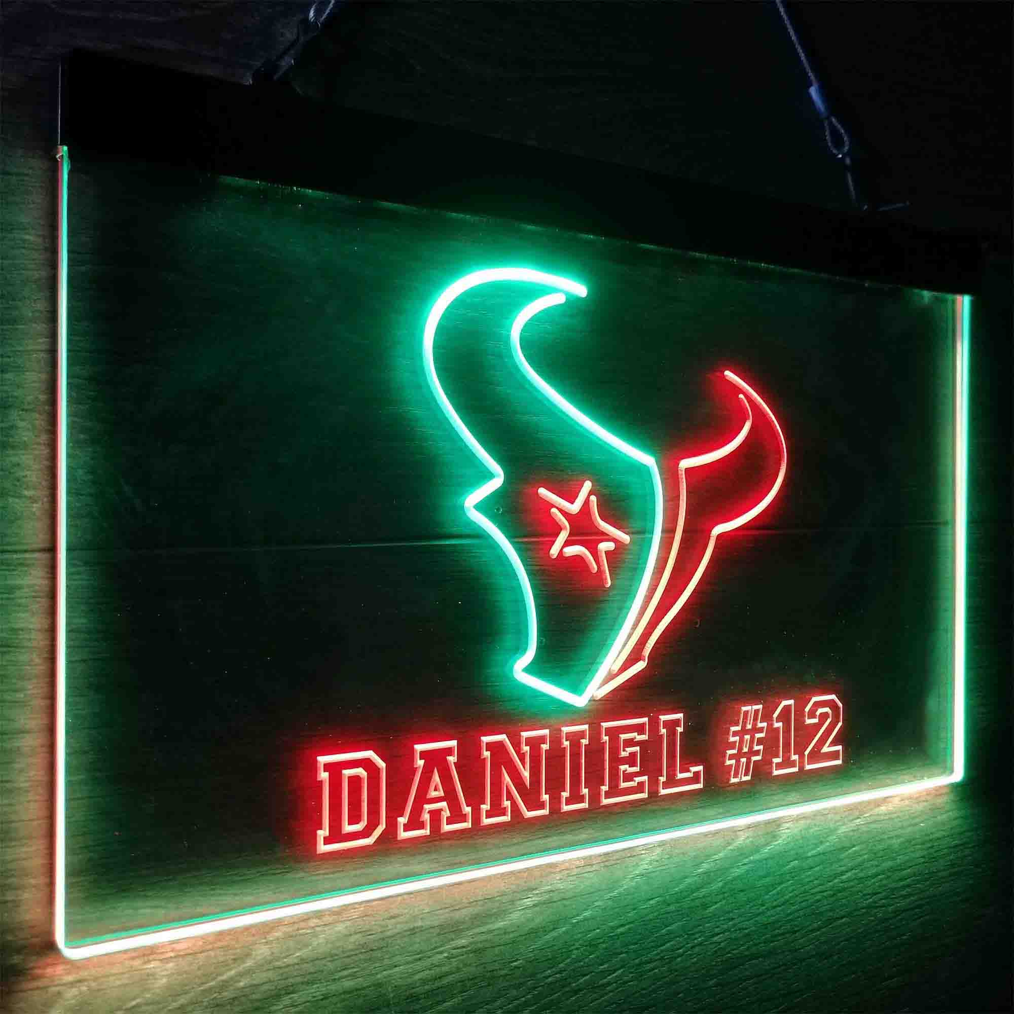 Personalized Houston Texans Team Number Neon-Like LED Sign - Image 17