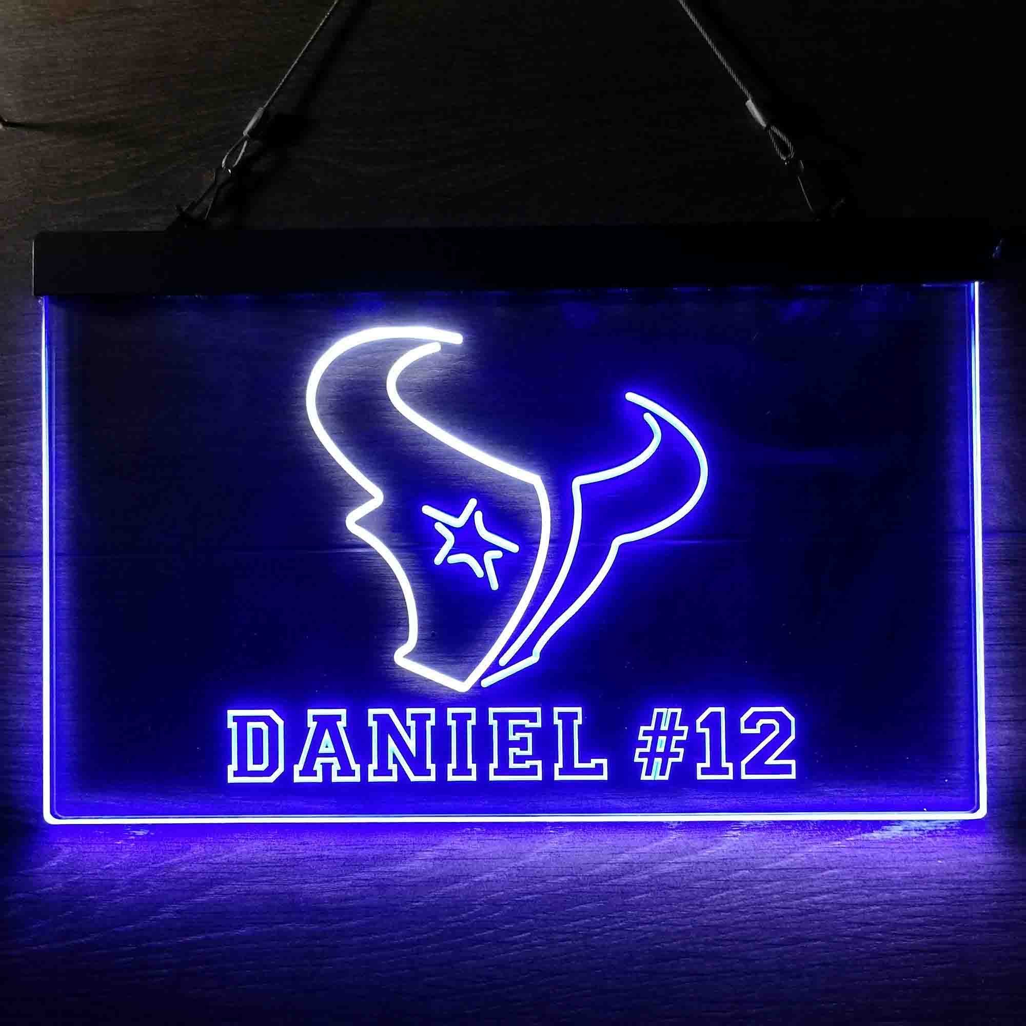 Personalized Houston Texans Team Number Neon-Like LED Sign - Image 9