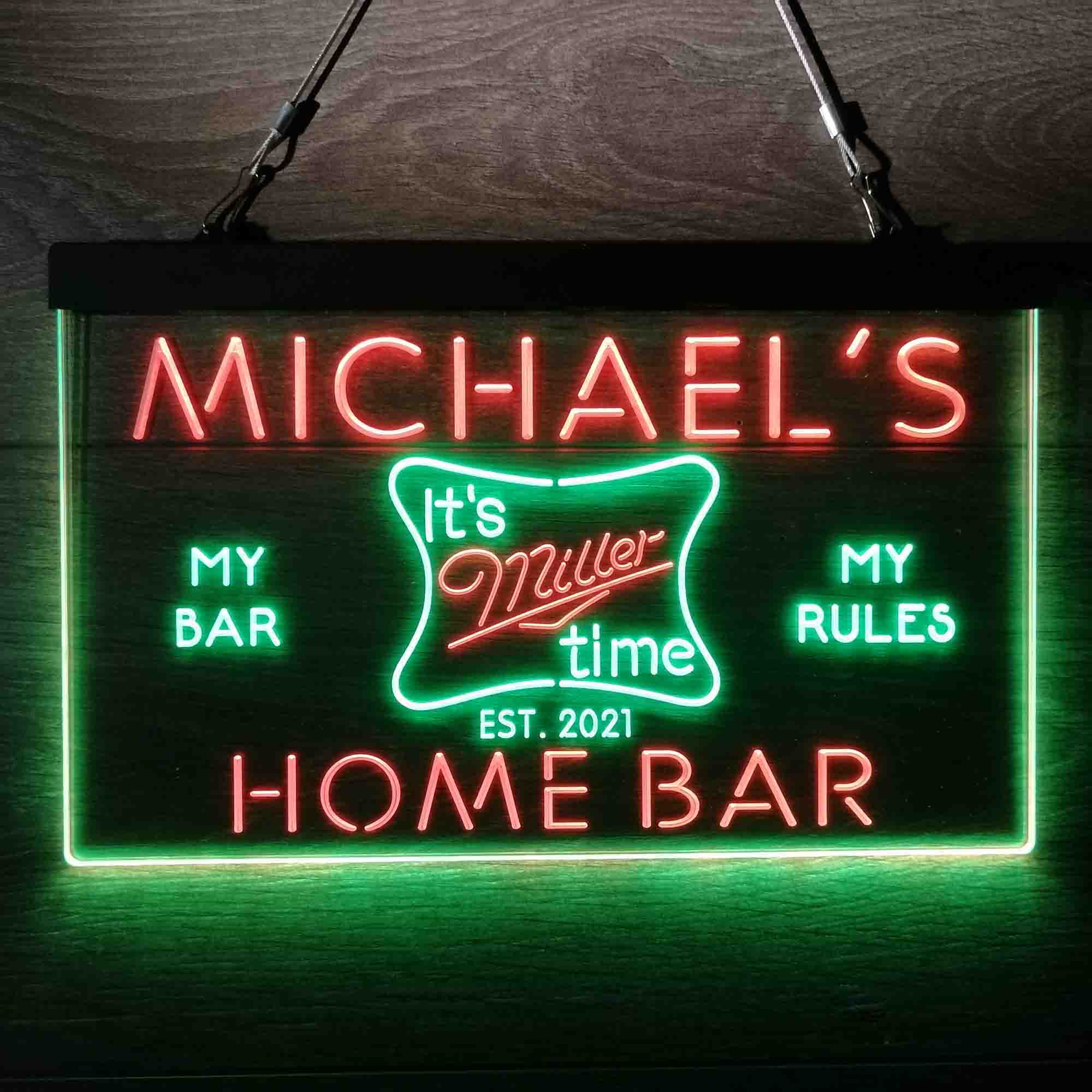 Personalized Miller Time Home Bar Neon LED Sign - Image 9