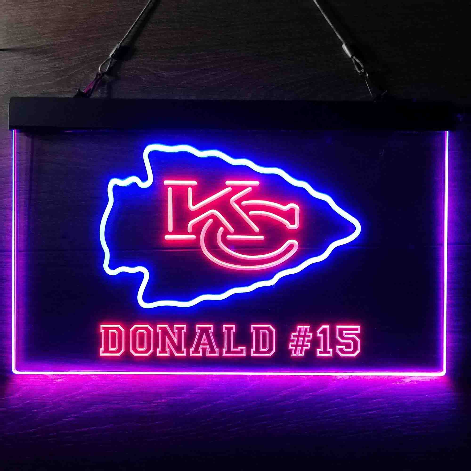Personalized Kansas City Chiefs Team Number Neon-Like LED Sign