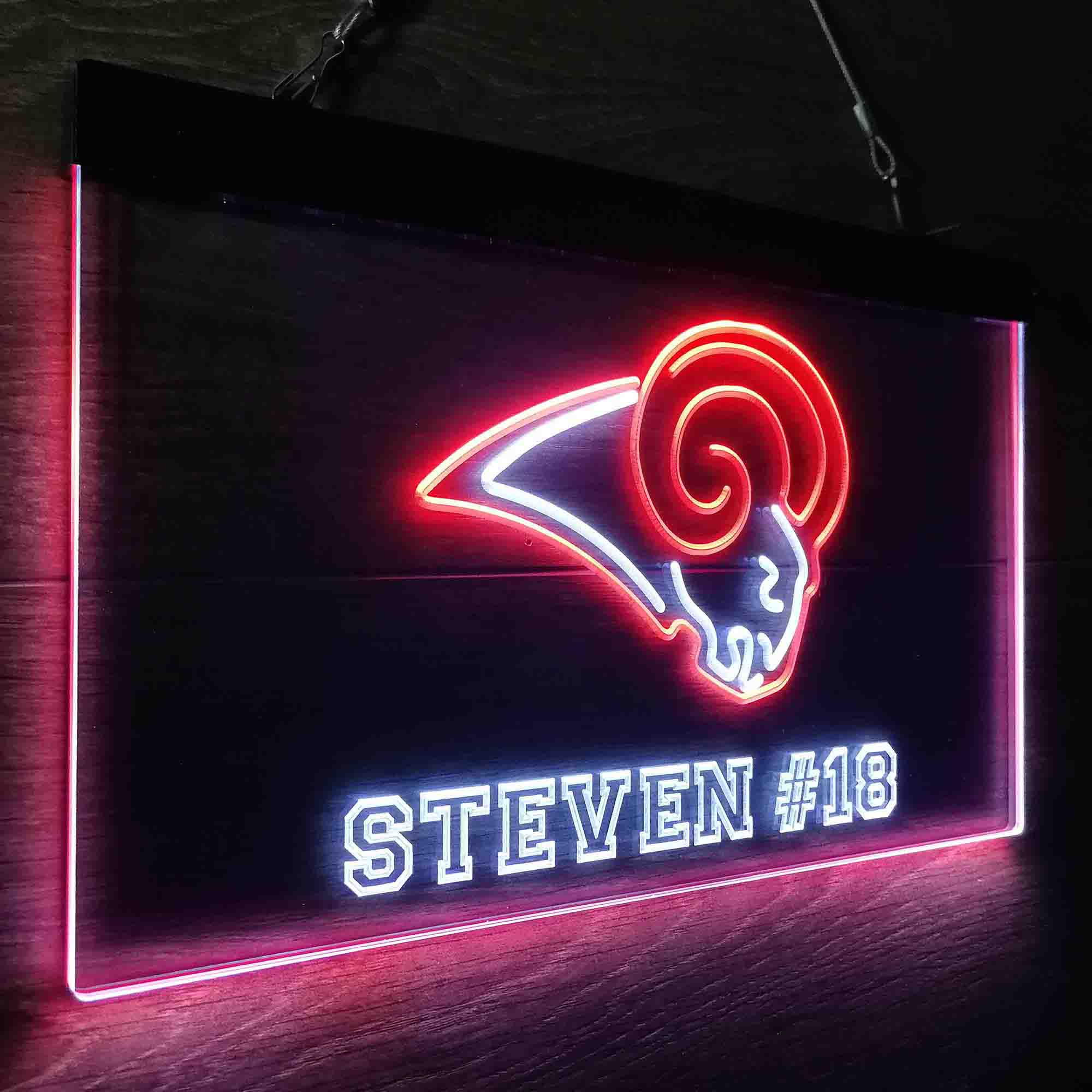 Personalized Los Angeles Rams Team Number Neon-Like LED Sign - Image 13