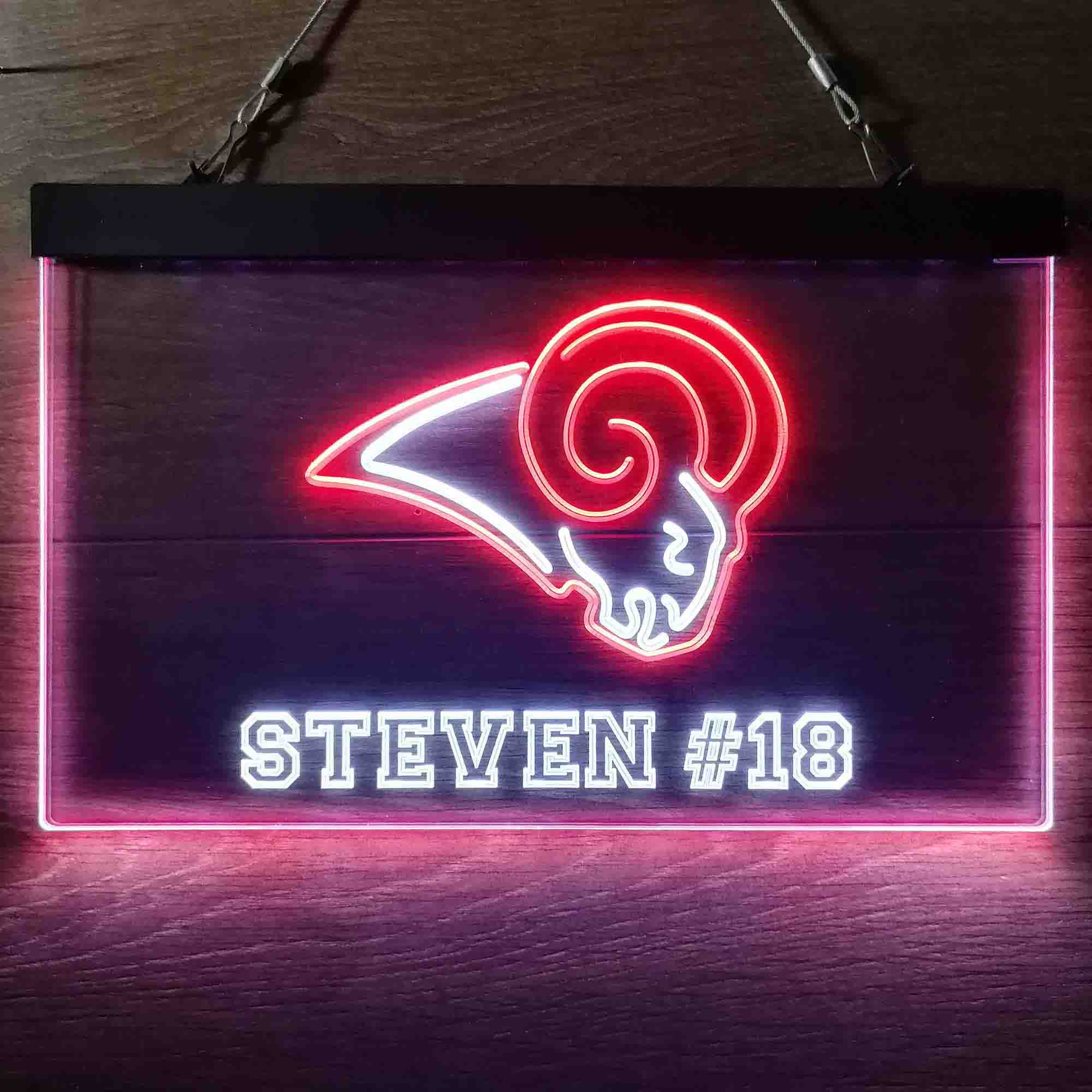 Personalized Los Angeles Rams Team Number Neon-Like LED Sign - Image 3