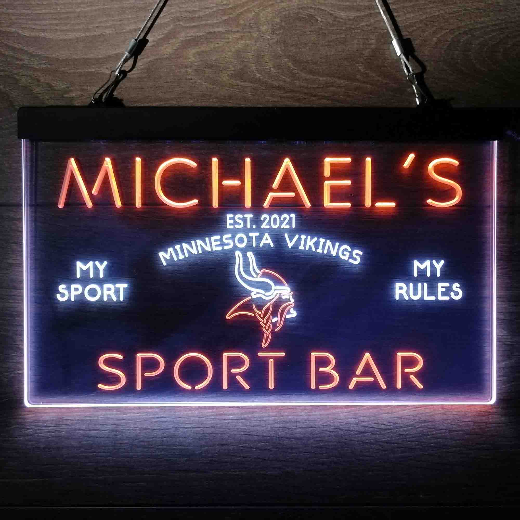 Personalized Minnesota Vikings Sports Bar Neon-Like LED Sign - Image 11
