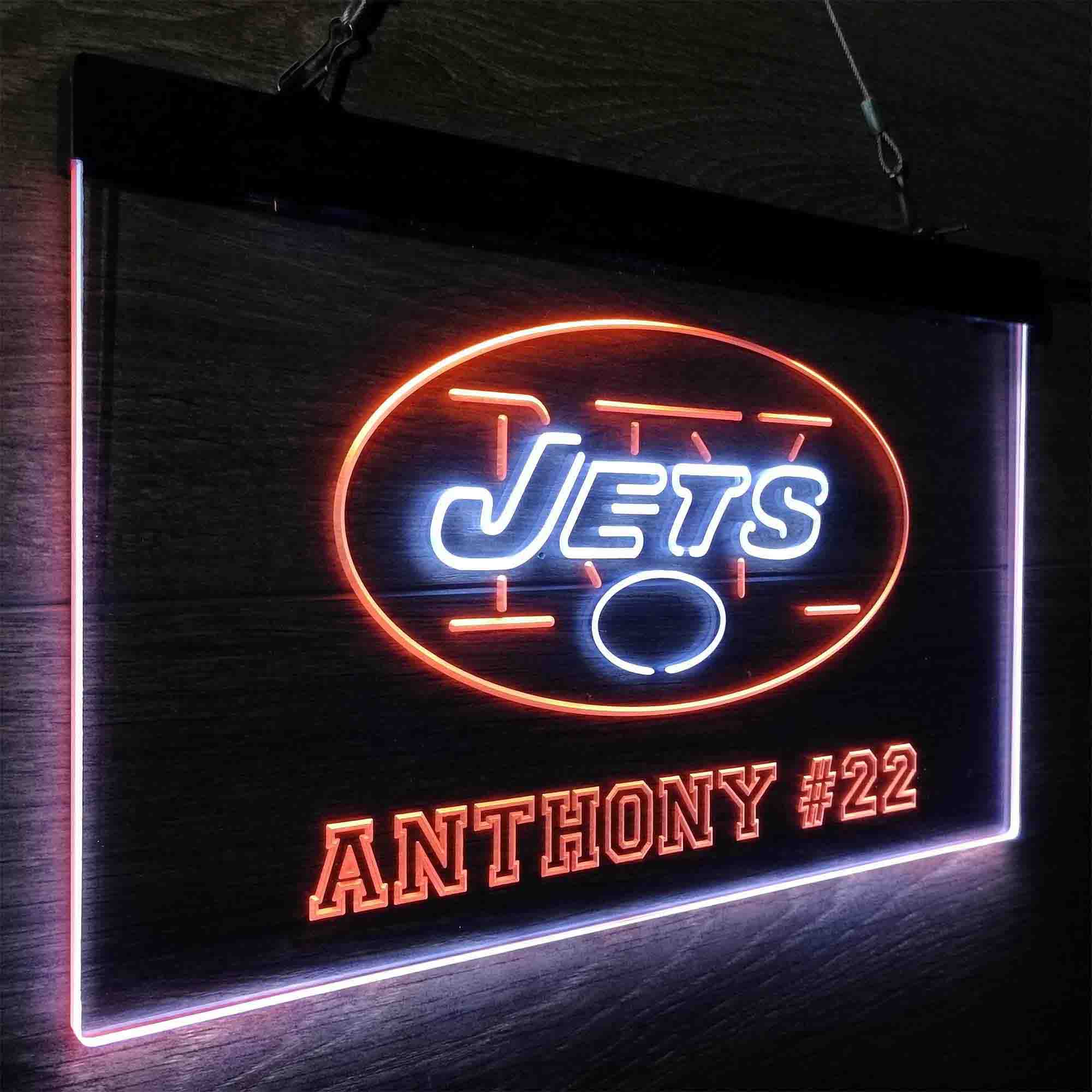 Personalized New York Jets Team Number Neon-Like LED Sign - Image 19