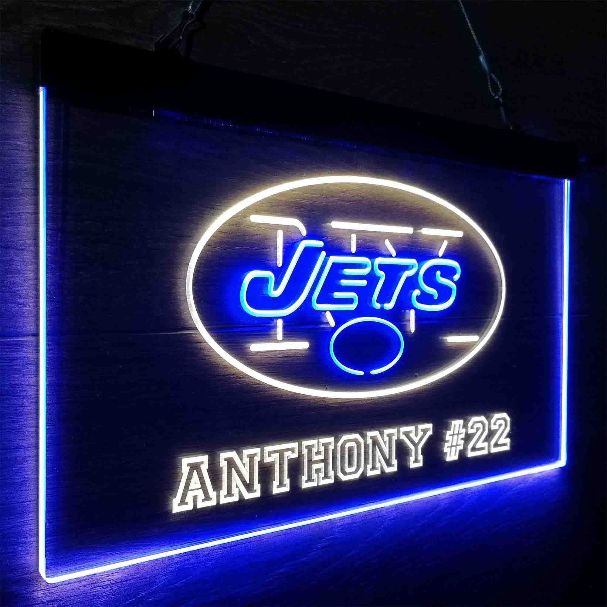 Personalized New York Jets Team Number Neon-Like LED Sign - Image 23