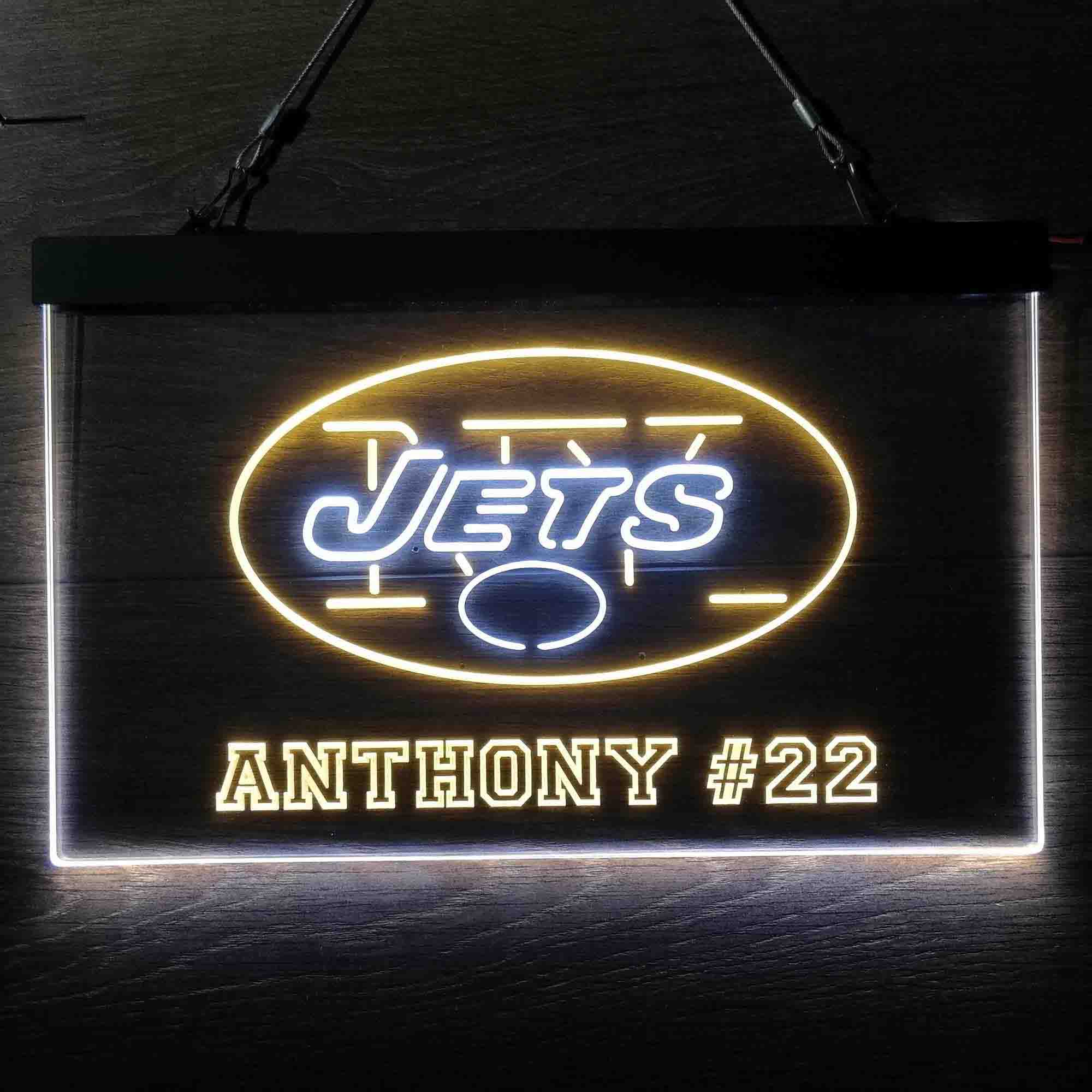 Personalized New York Jets Team Number Neon-Like LED Sign - Image 3