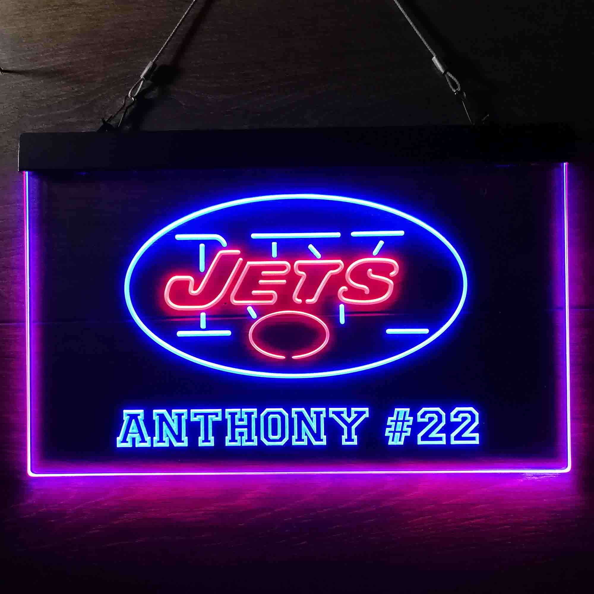 Personalized New York Jets Team Number Neon-Like LED Sign - Image 6