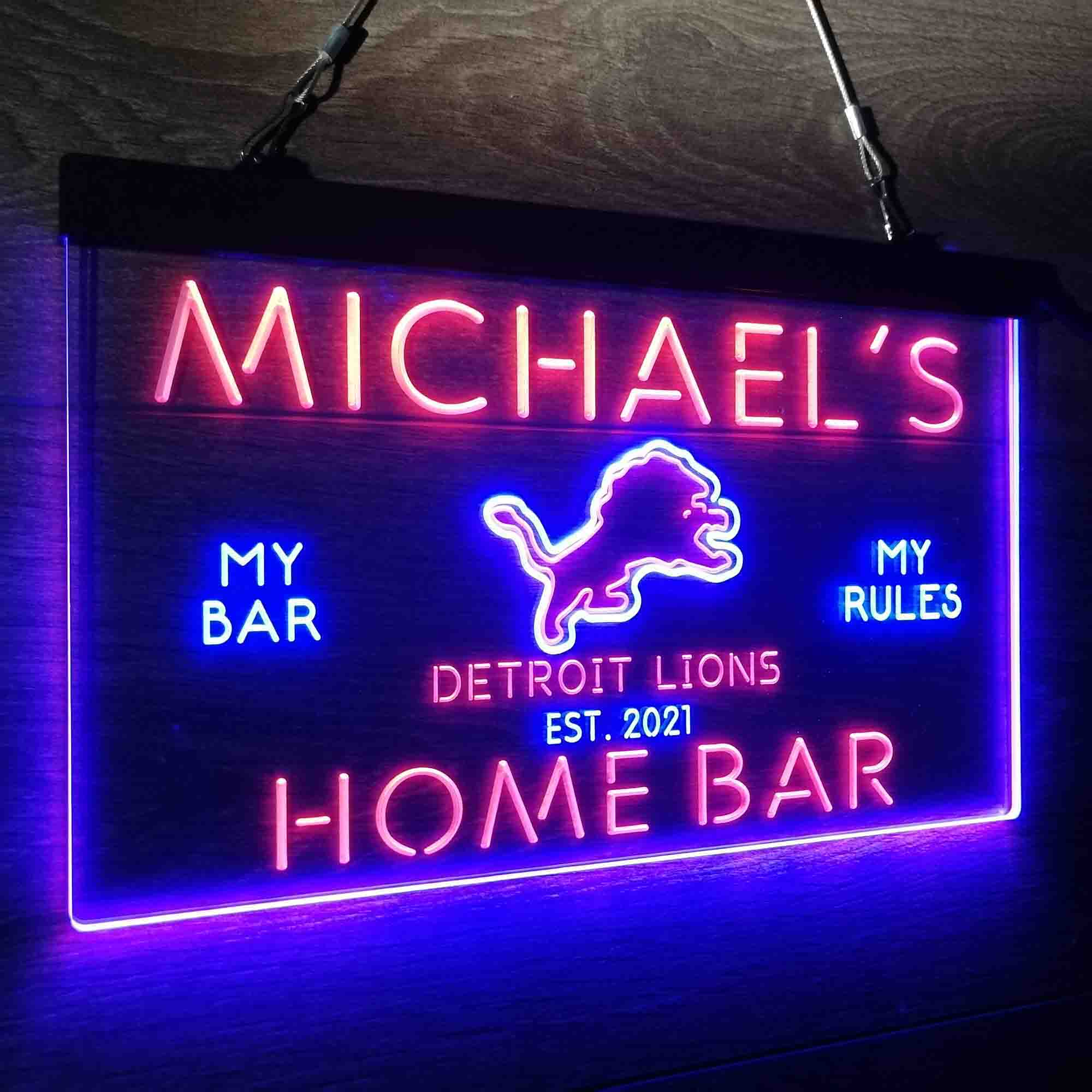 Personalized Detroit Lions Sports Bar Neon LED Sign - Image 14