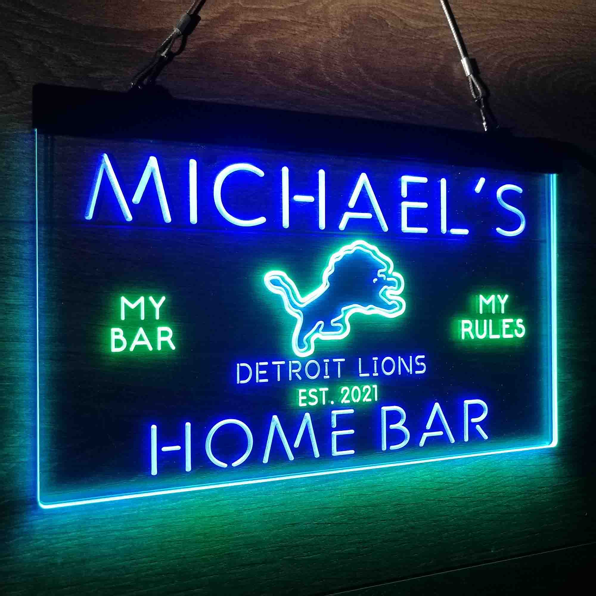 Personalized Detroit Lions Sports Bar Neon LED Sign - Image 17