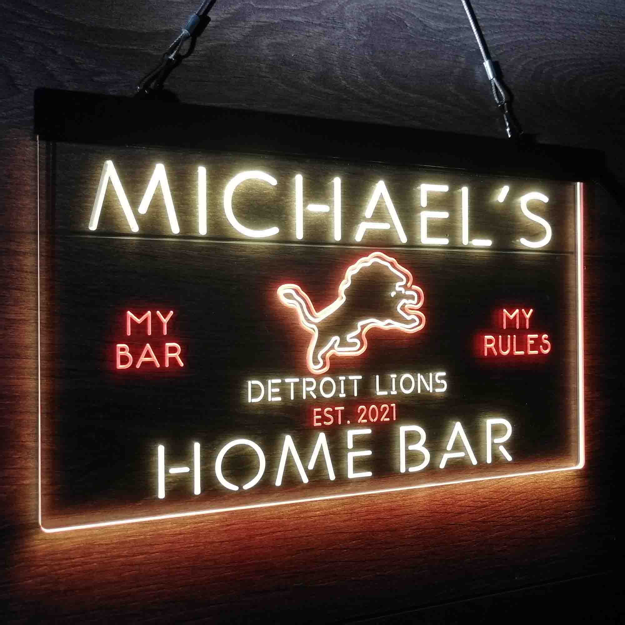 Personalized Detroit Lions Sports Bar Neon LED Sign - Image 18