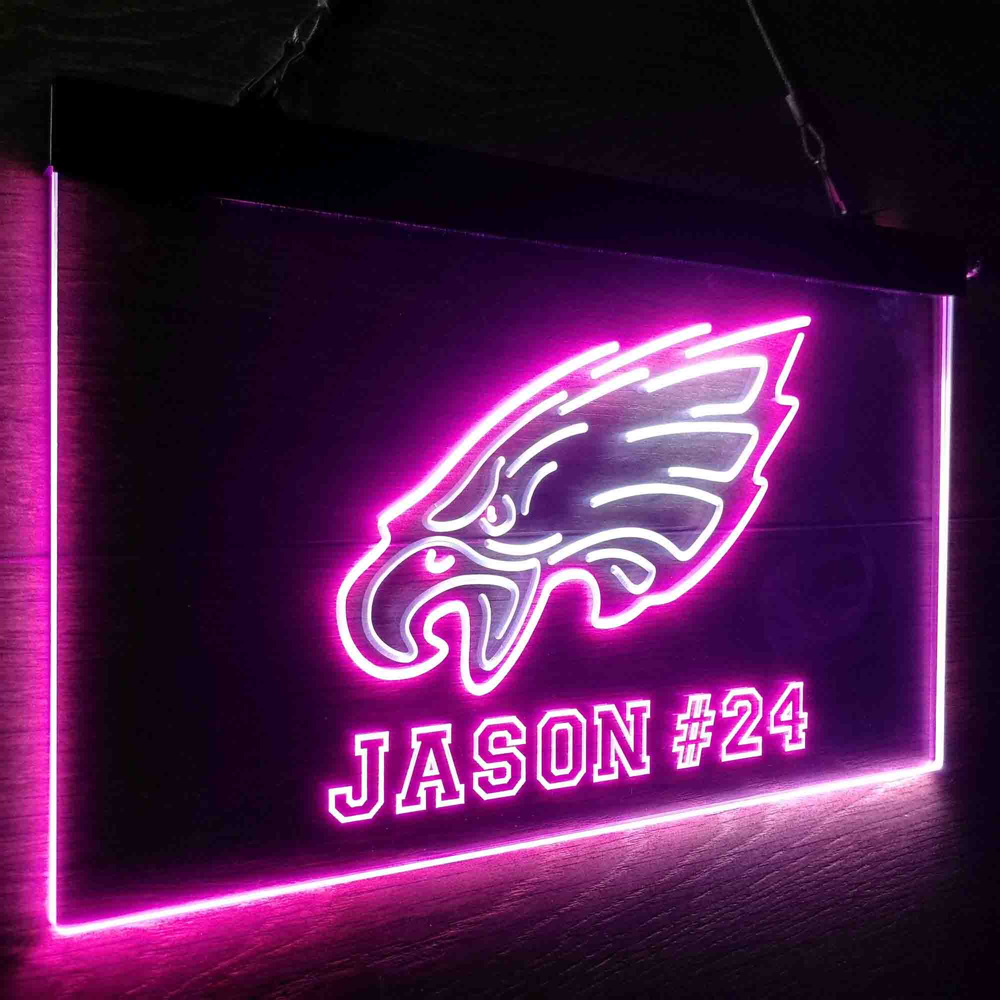 Personalized Philadelphia Eagles Team Number Neon-Like LED Sign - Image 16