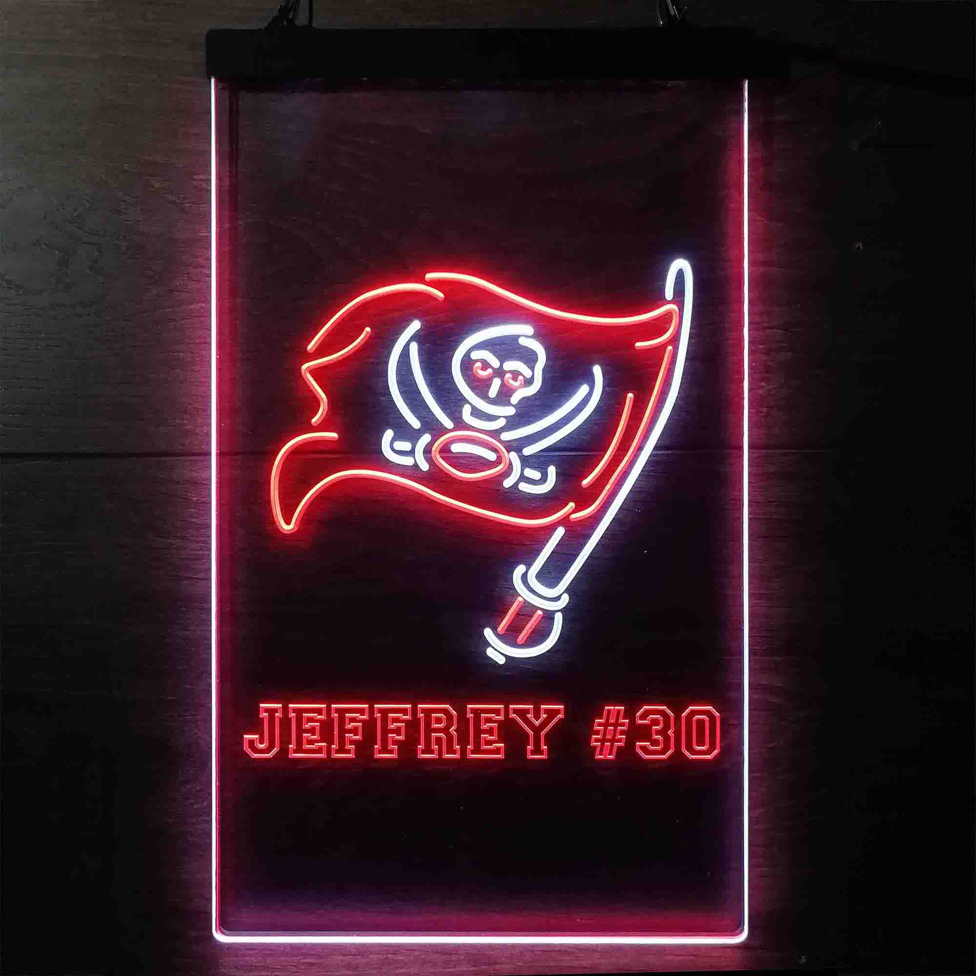 Personalized Tampa Bay Buccaneers Team Number Neon-Like LED Sign