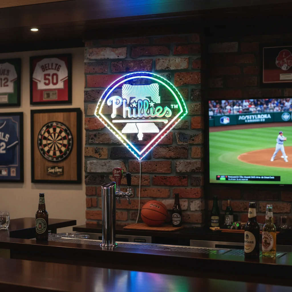 Philadelphia Phillies Neon LED Sign with Dynamic RGB Colors - Image 8