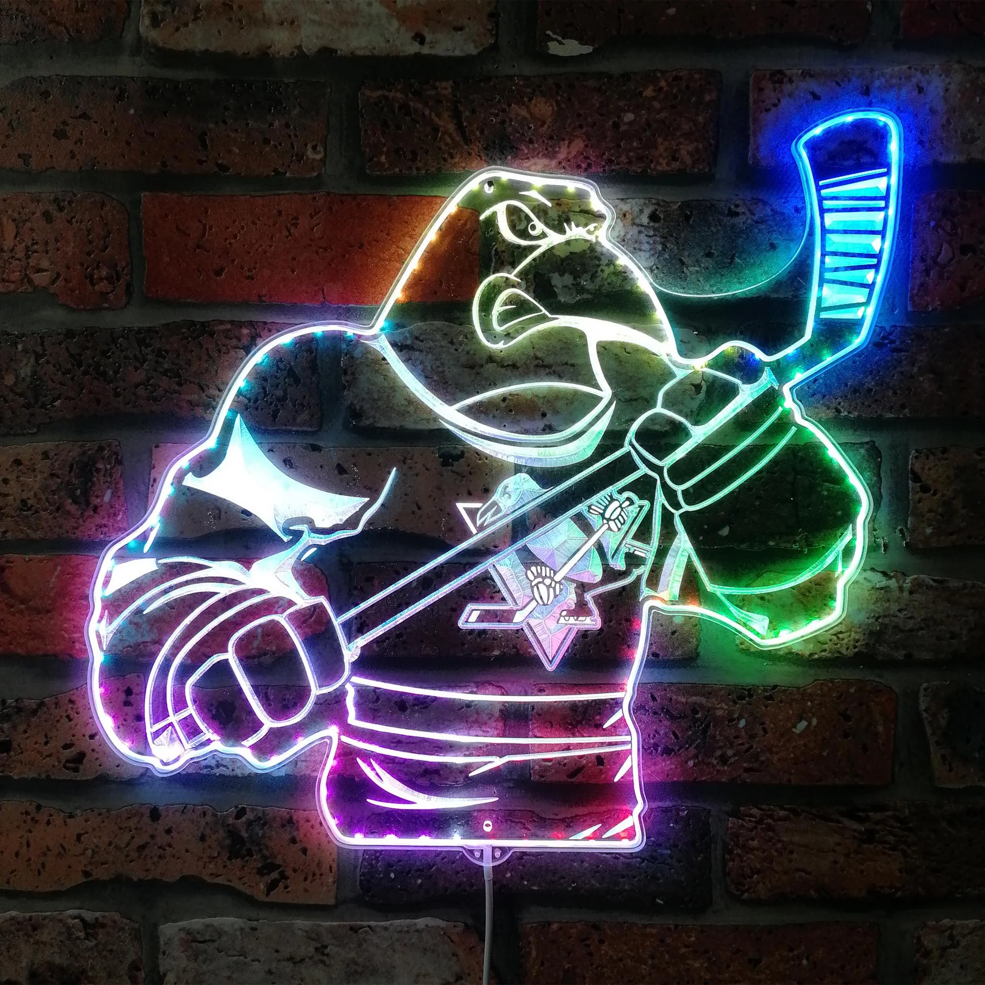 Pittsburgh Penguins Mascot Neon LED Sign with Dynamic RGB Colors