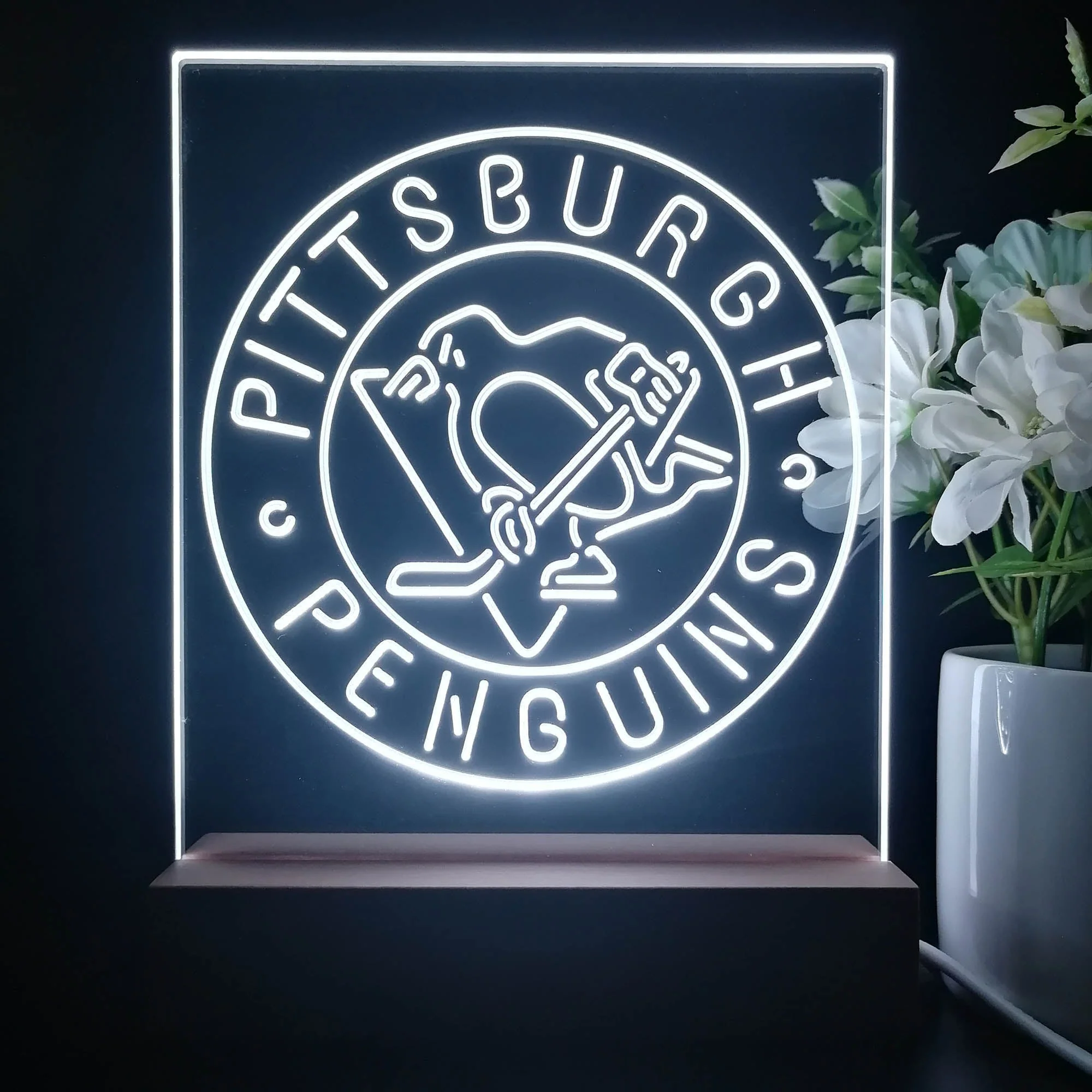 Pittsburgh Penguins Neon Sign Table Top Lamp - Image 4