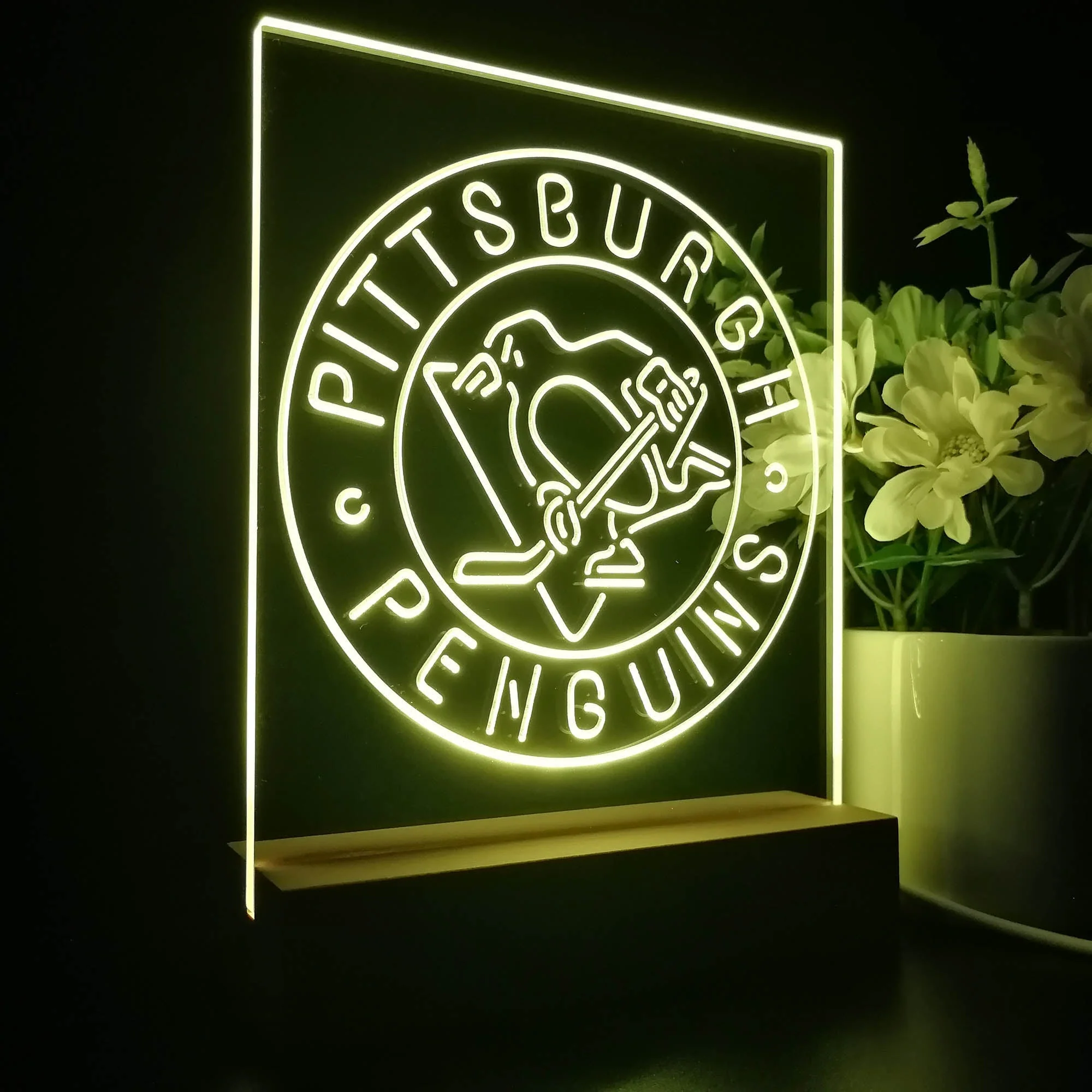 Pittsburgh Penguins Neon Sign Table Top Lamp - Image 6
