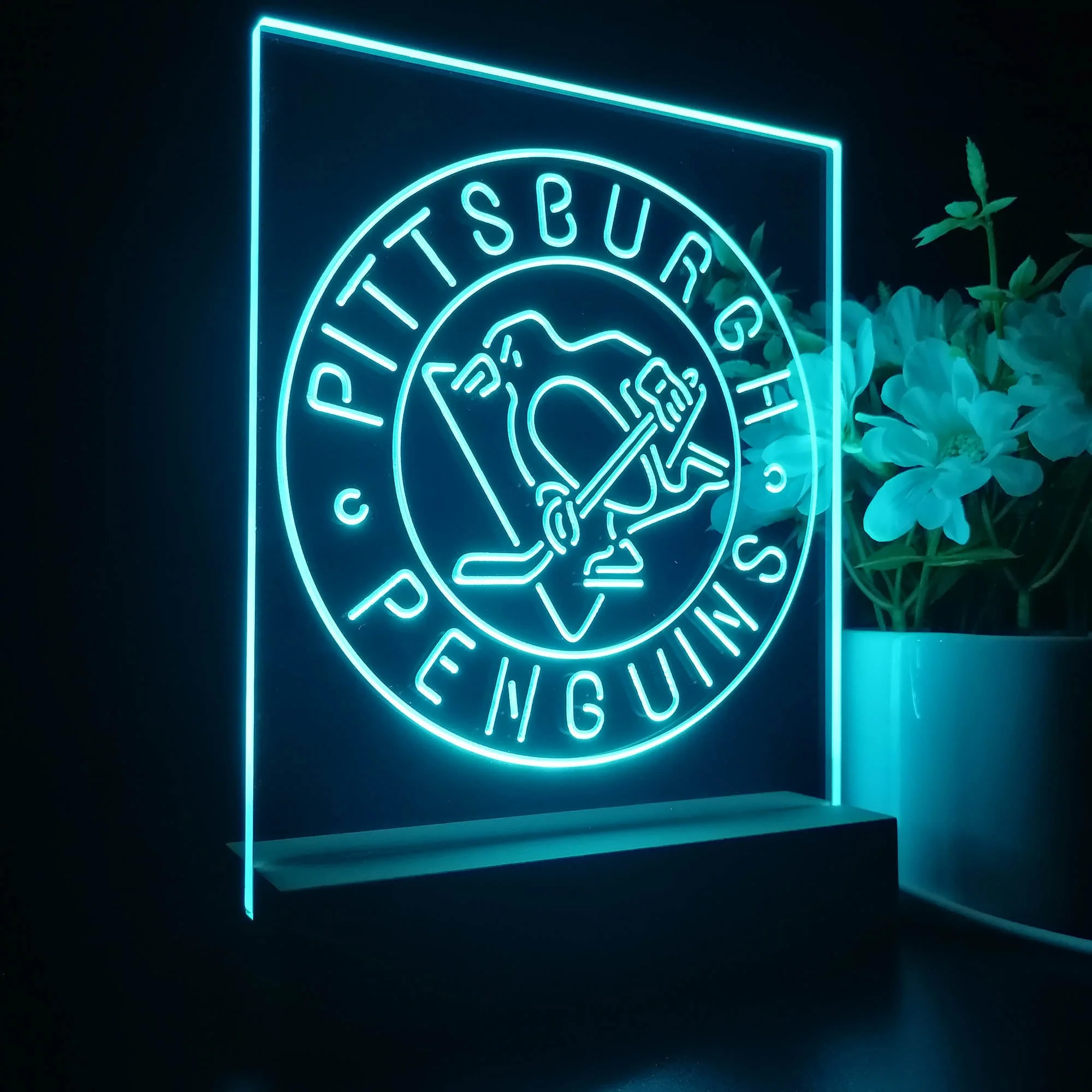 Pittsburgh Penguins Neon Sign Table Top Lamp - Image 7