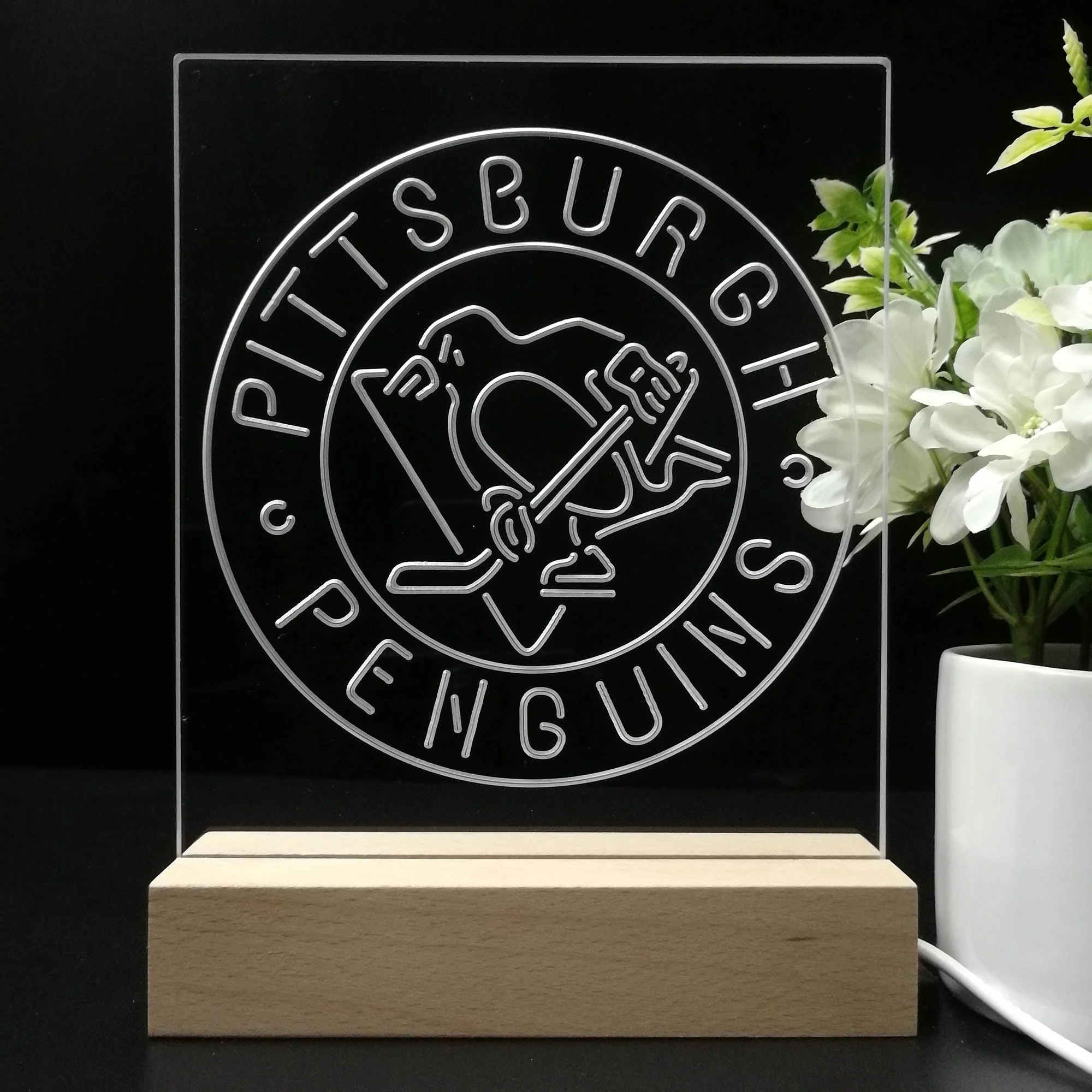 Pittsburgh Penguins Neon Sign Table Top Lamp - Image 8