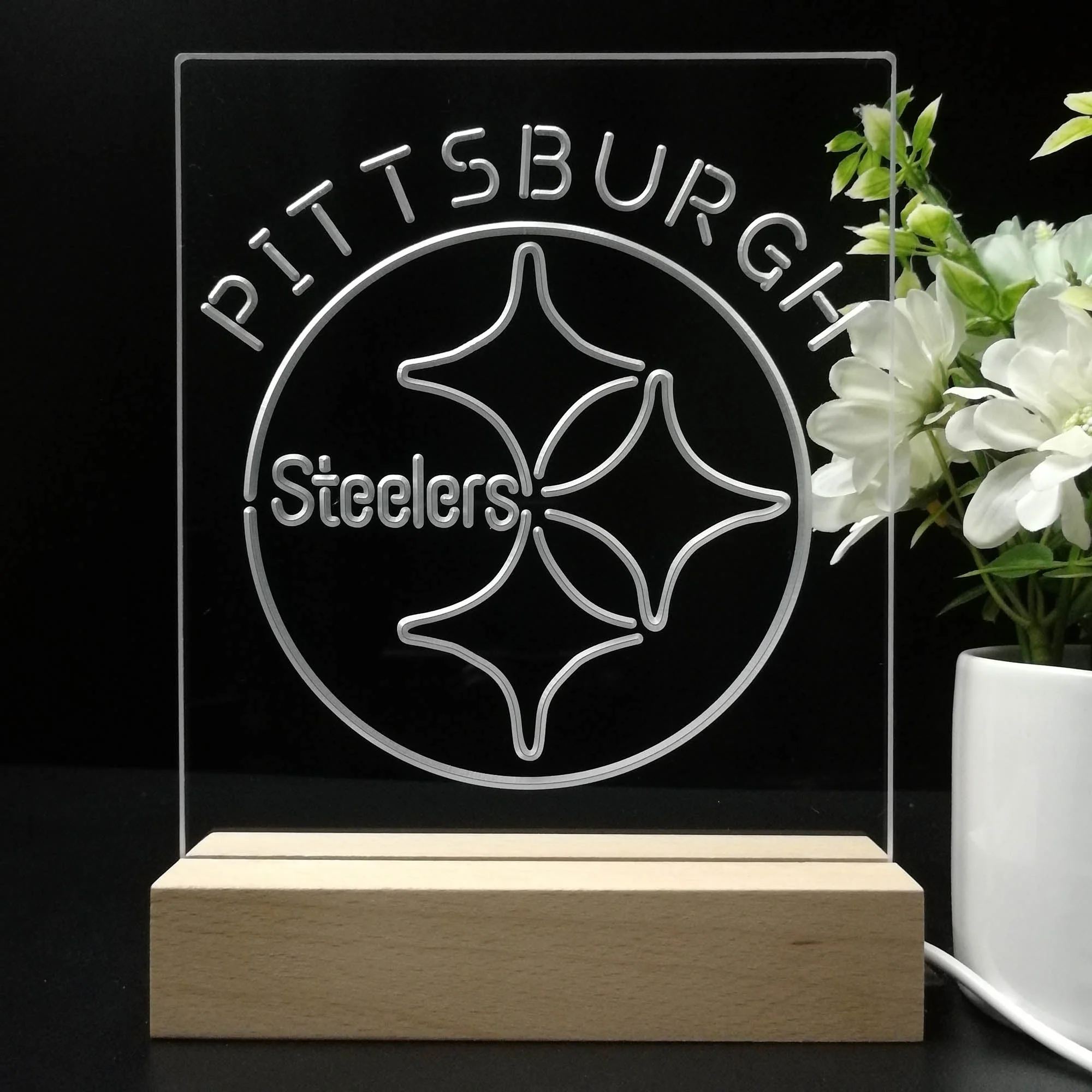 Pittsburgh Steelers Neon Sign Table Top Lamp - Image 8