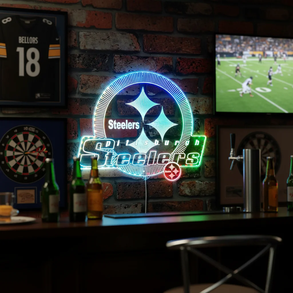 Pittsburgh Steelers Shining Logo Neon LED Sign with Dynamic RGB Colors - Image 8