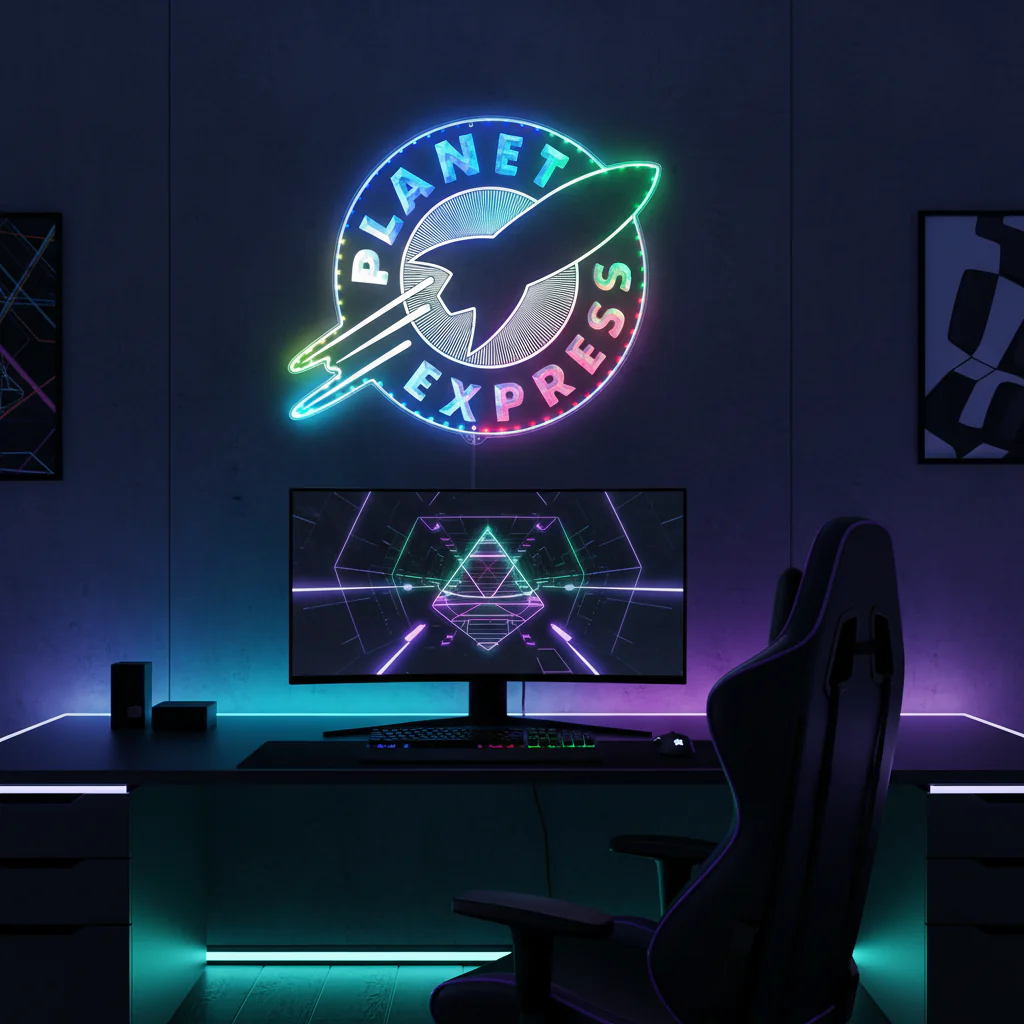 Planet Express Futurama Neon LED Sign with Dynamic RGB Colors - Image 8
