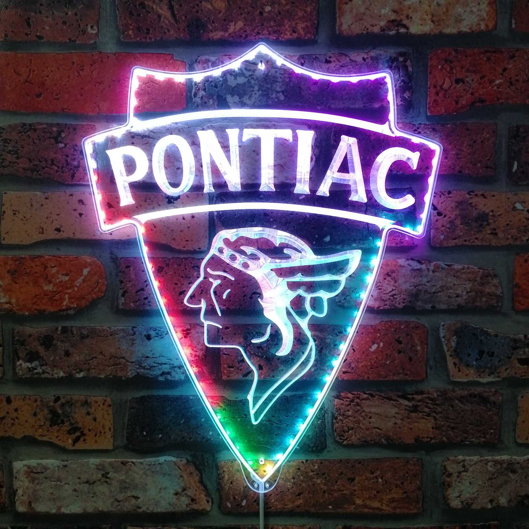 Pontiac 1930 Old Logo Neon LED Sign with Dynamic RGB Colors