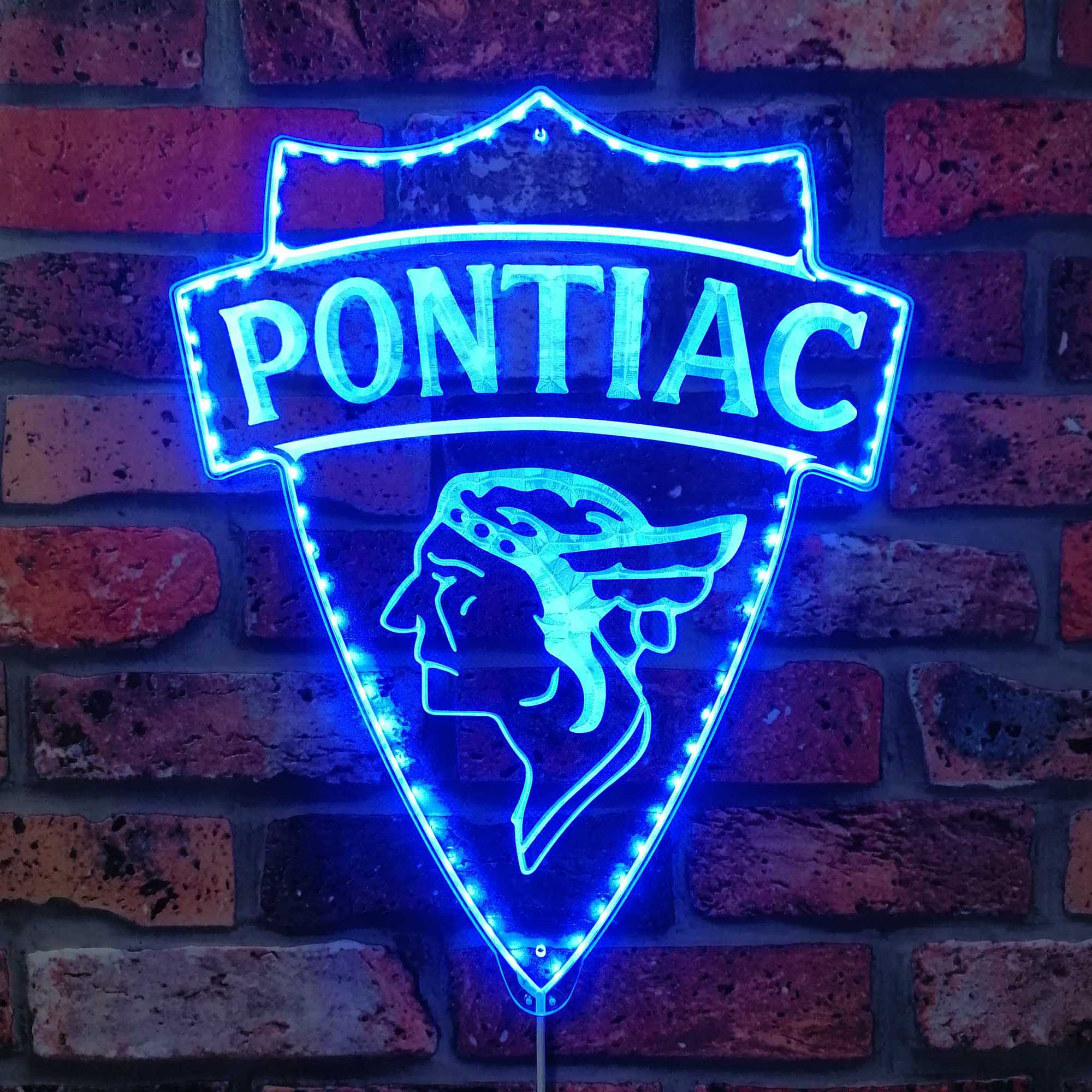 Pontiac 1930 Old Logo Neon LED Sign with Dynamic RGB Colors - Image 4