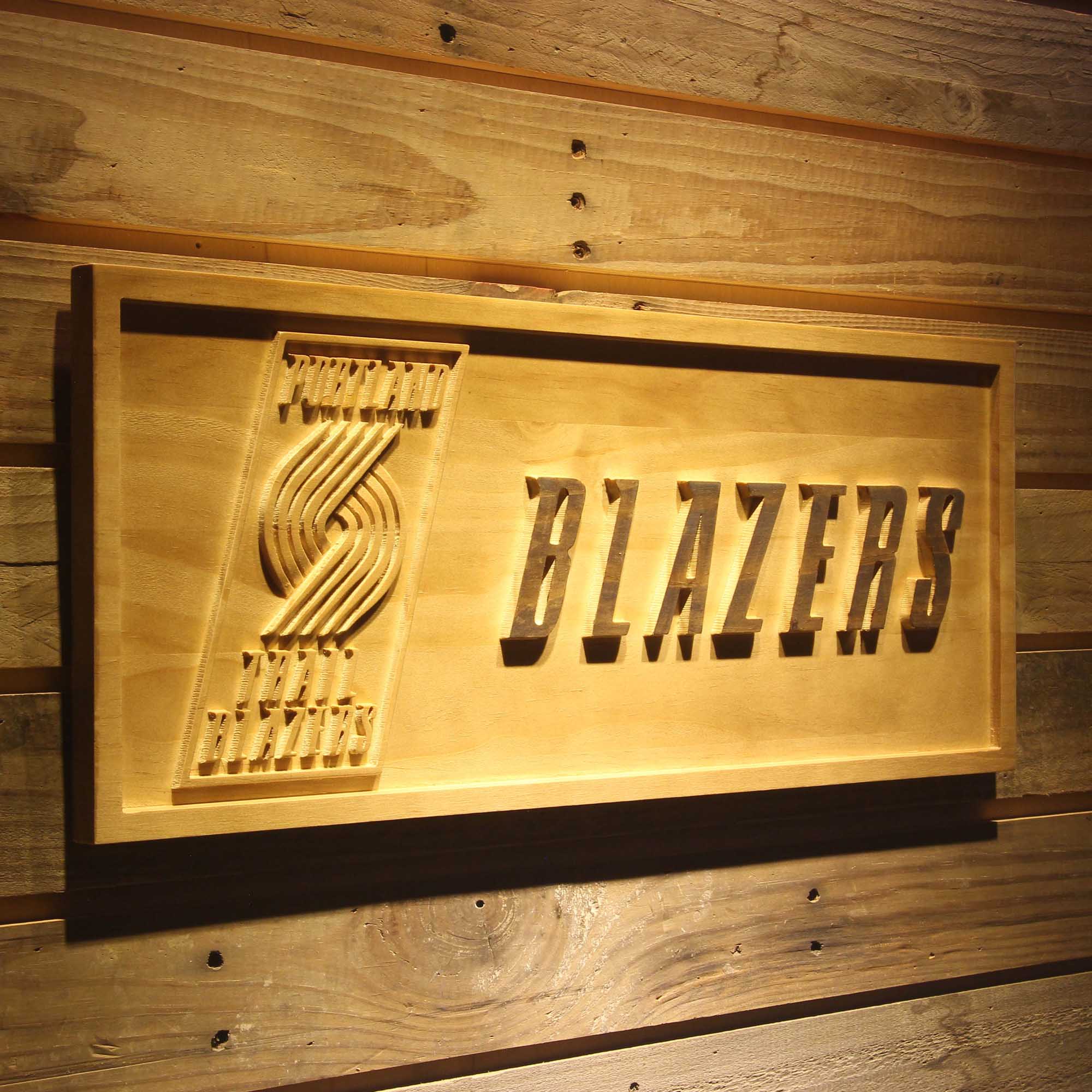 Portland Trail blazers 3D Solid Wooden Craving Sign - Image 2