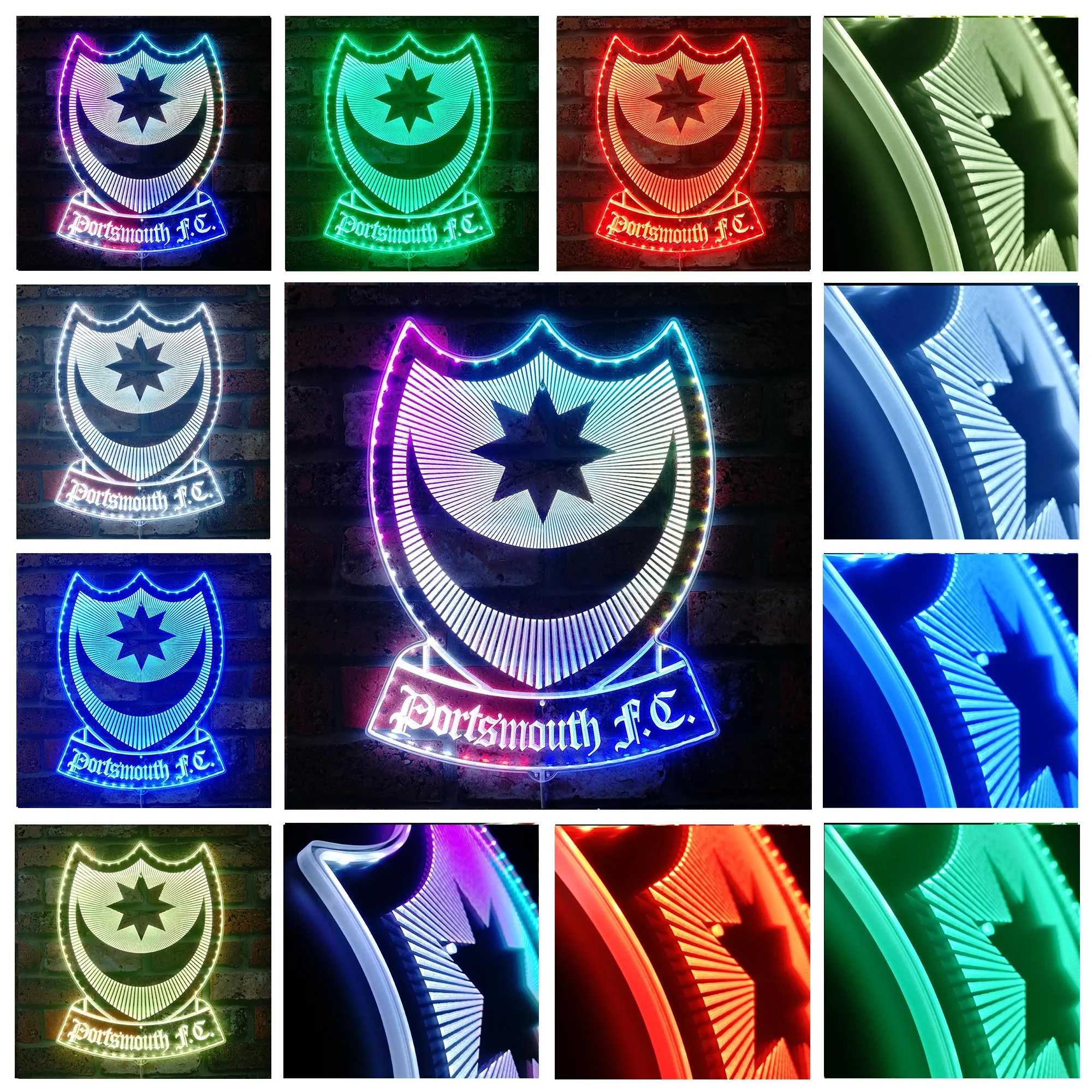 Portsmouth UK Football Club Neon LED Sign with Dynamic RGB Colors - Image 2