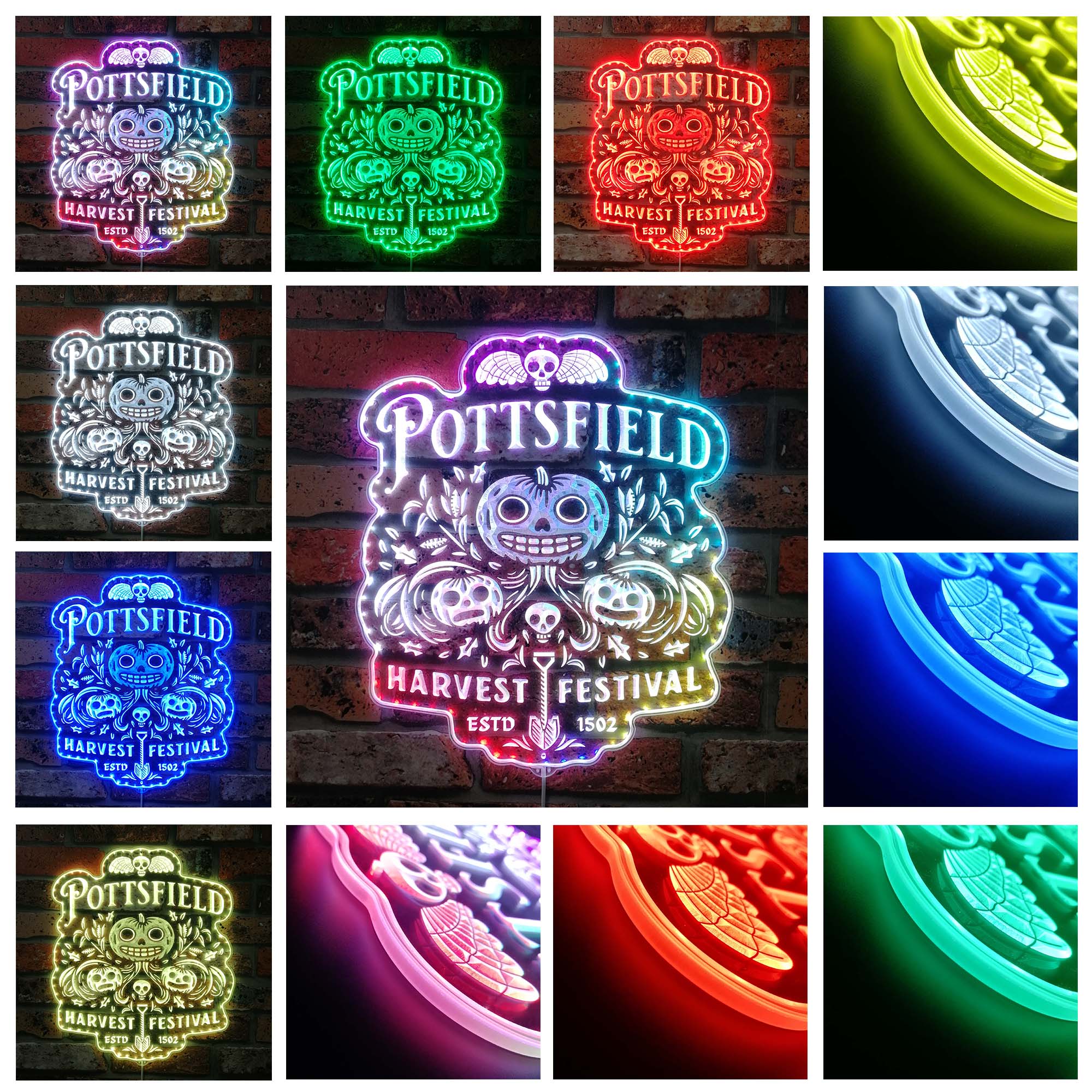 Pottsfield Harvest Festival Neon LED Sign with Dynamic RGB Colors - Image 2