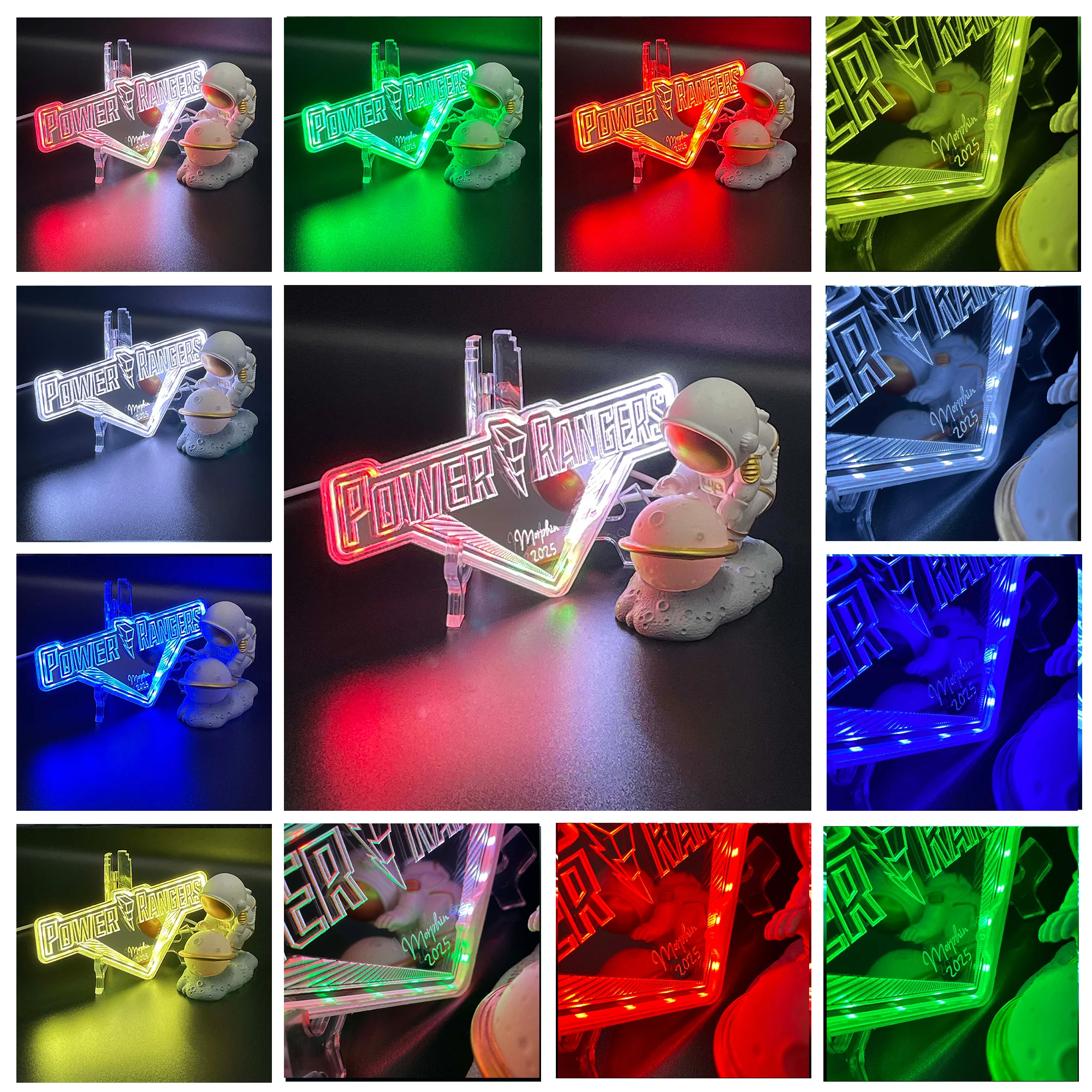 Power Rangers Neon LED Sign with Dynamic RGB Colors Mirror Backing - Image 2