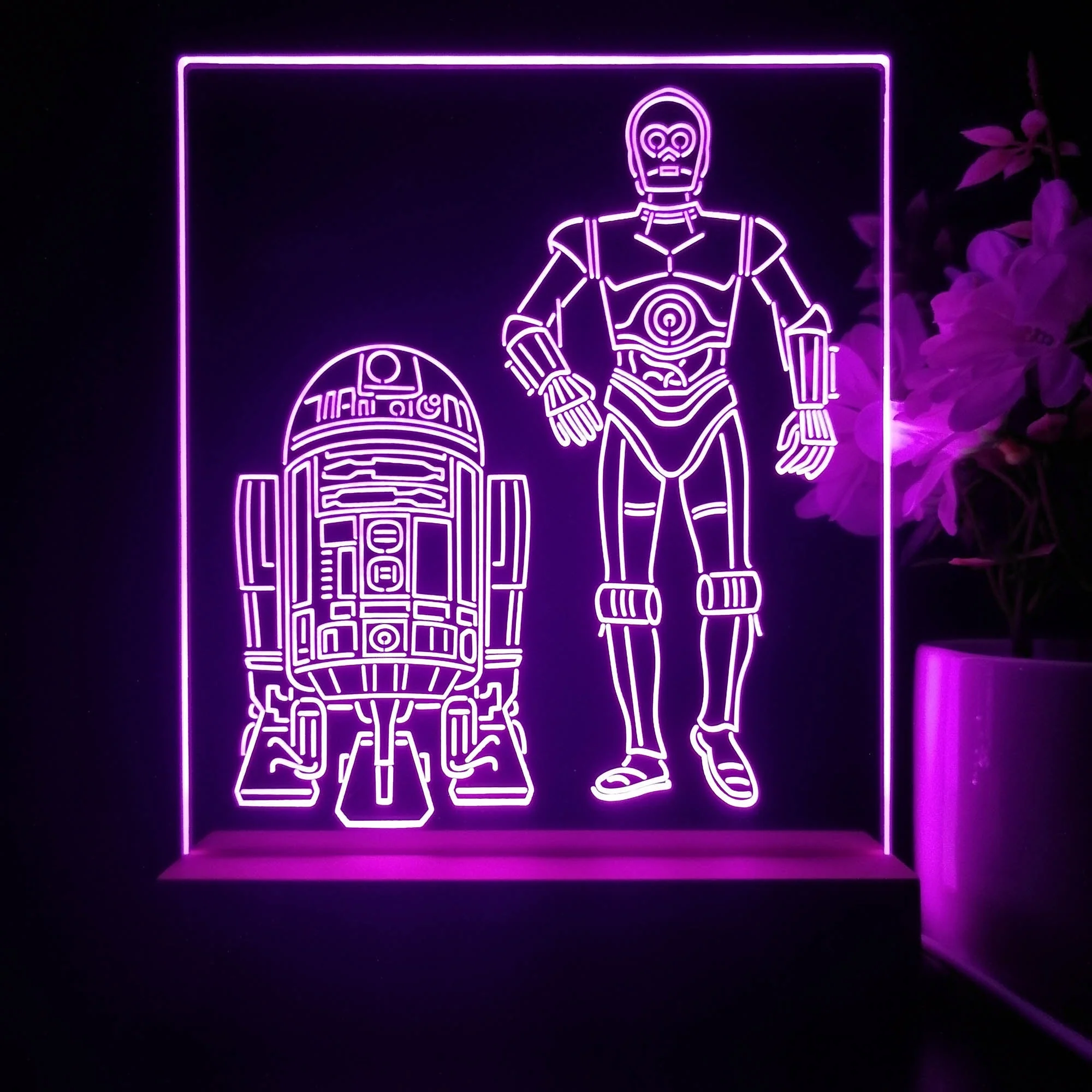 R2D2 C3PO Stars Wars 3D Illusion Night Light Desk Lamp - Image 2