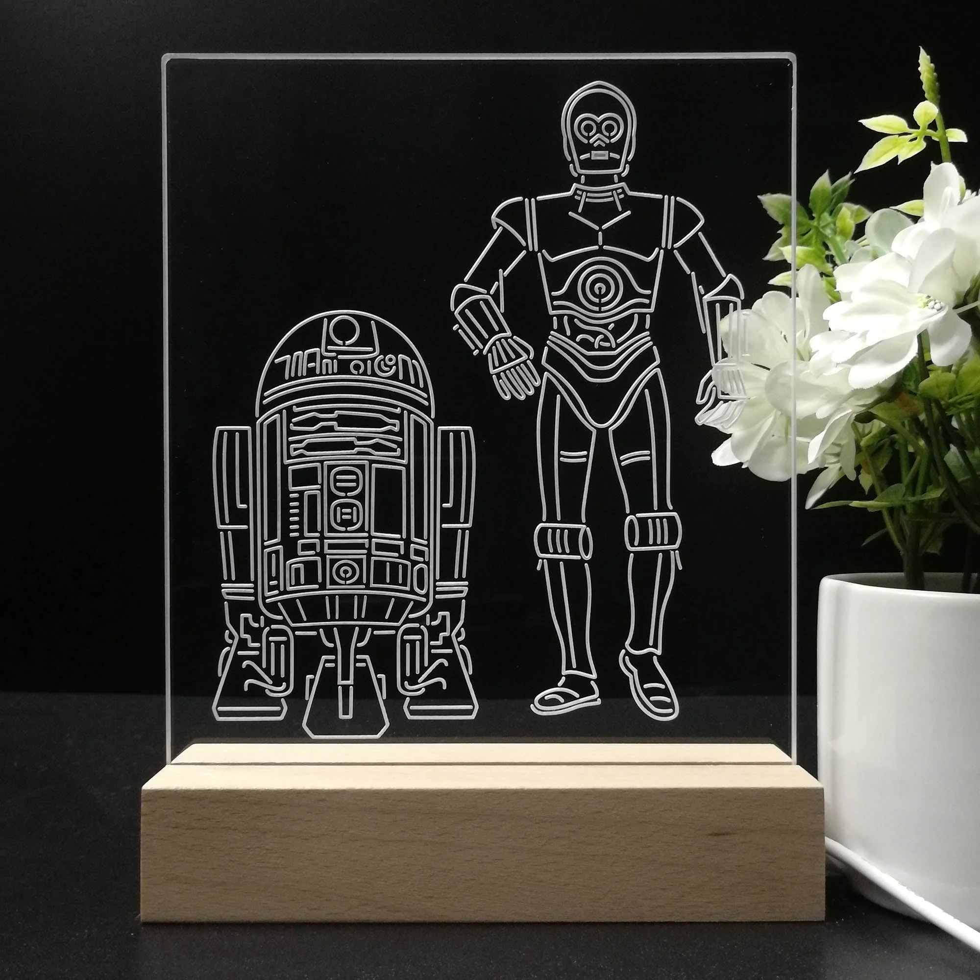 R2D2 C3PO Stars Wars 3D Illusion Night Light Desk Lamp - Image 8