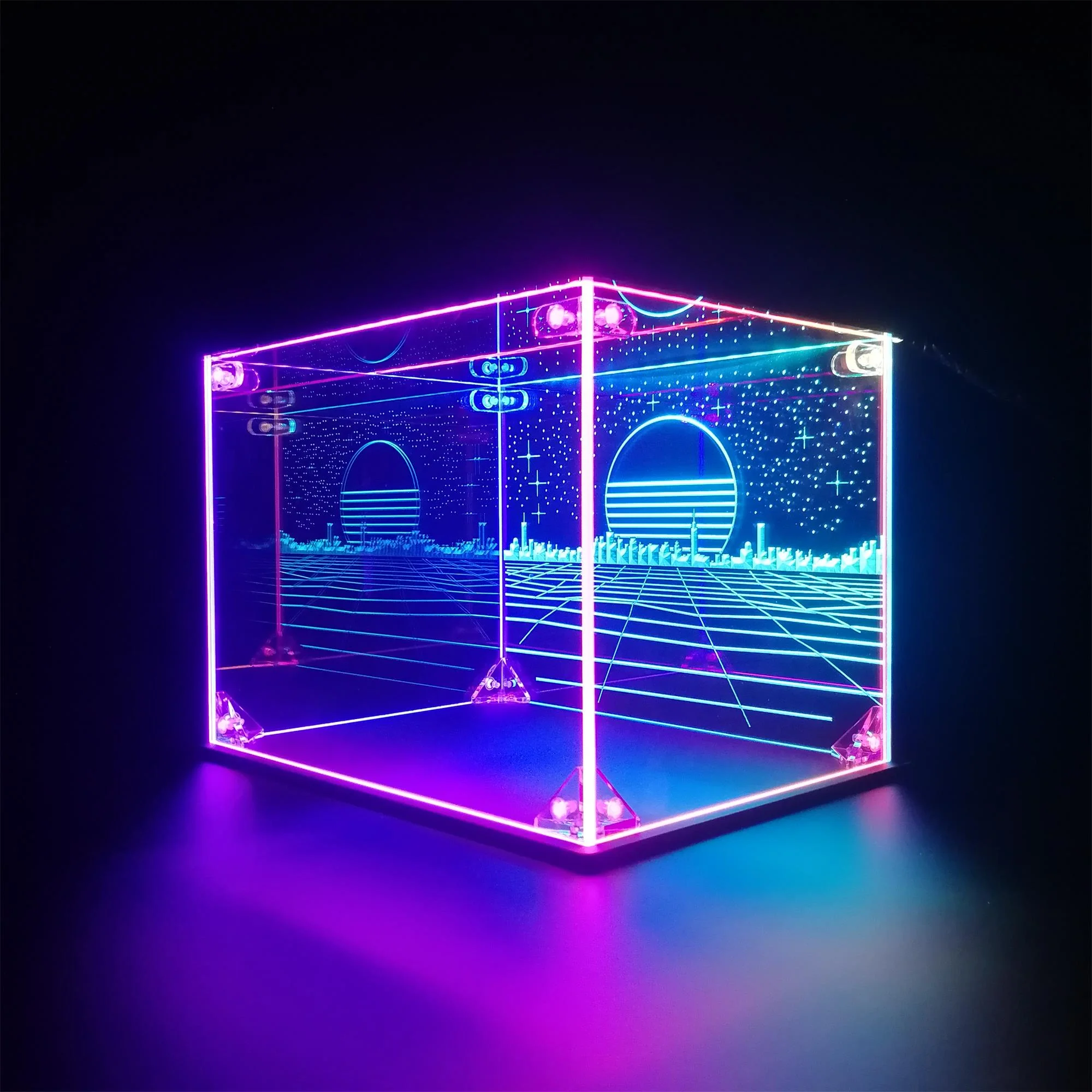 Diecast Scale Cars Model Skyline LED Display Case - Image 3