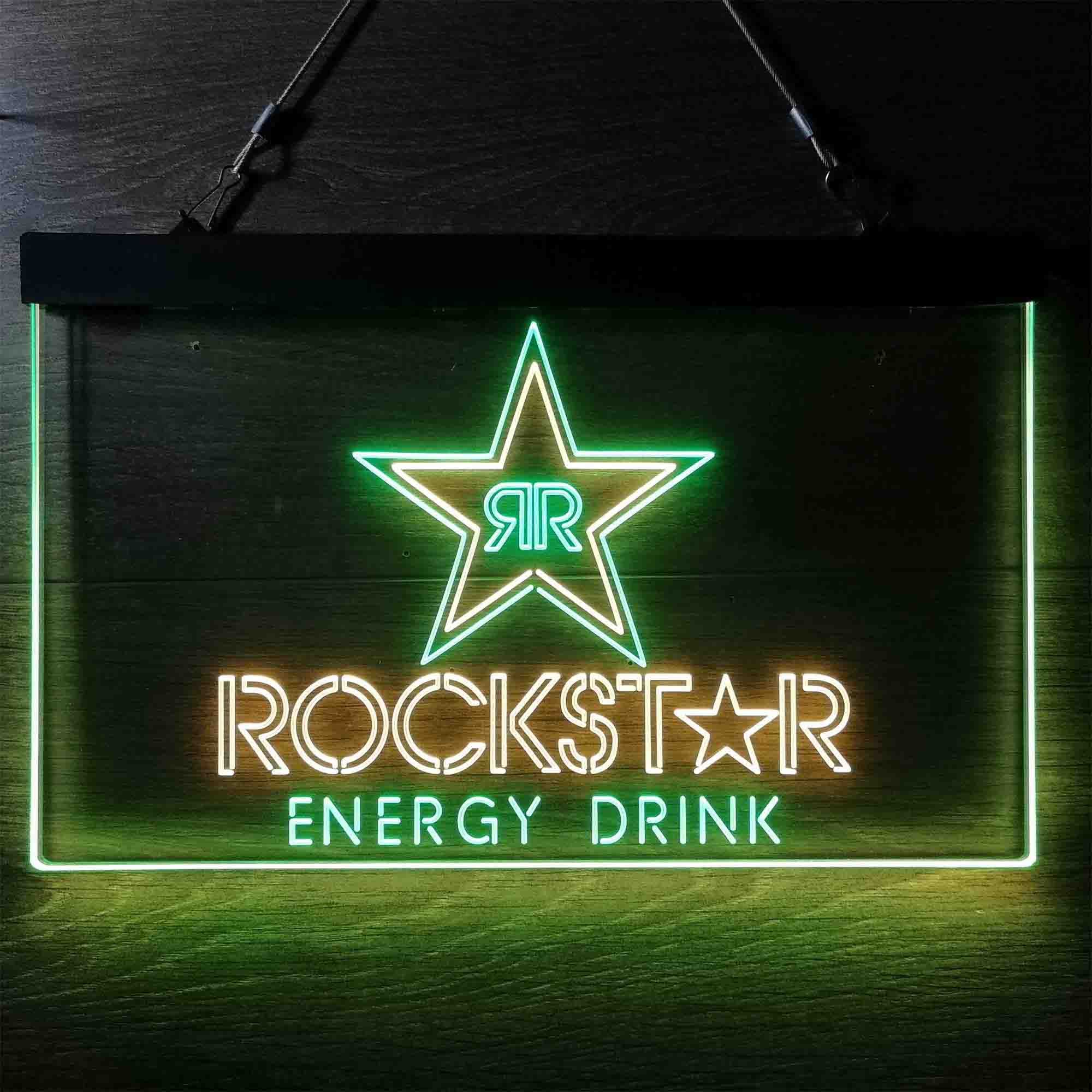 Rockstar Energy Drink Double Star Home Bar Neon Light LED Sign - Image 13