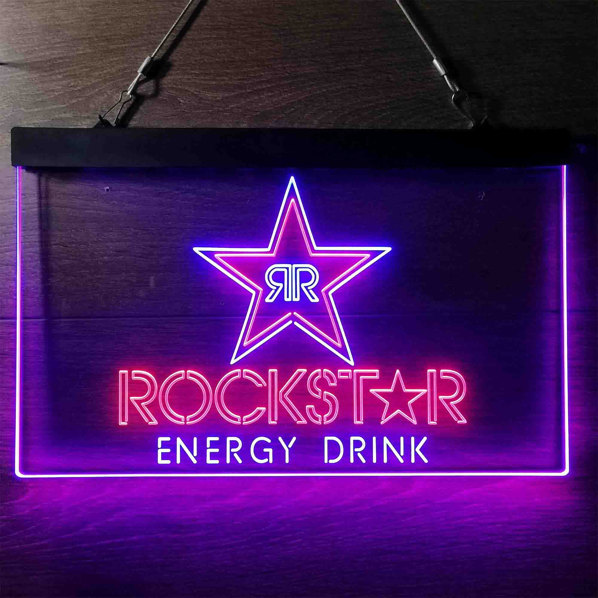 Rockstar Energy Drink Double Star Home Bar Neon Light LED Sign - Image 4