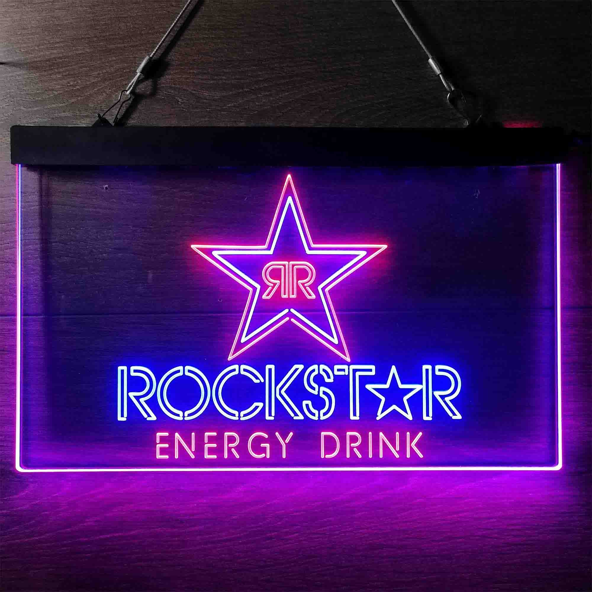 Rockstar Energy Drink Double Star Home Bar Neon Light LED Sign - Image 7