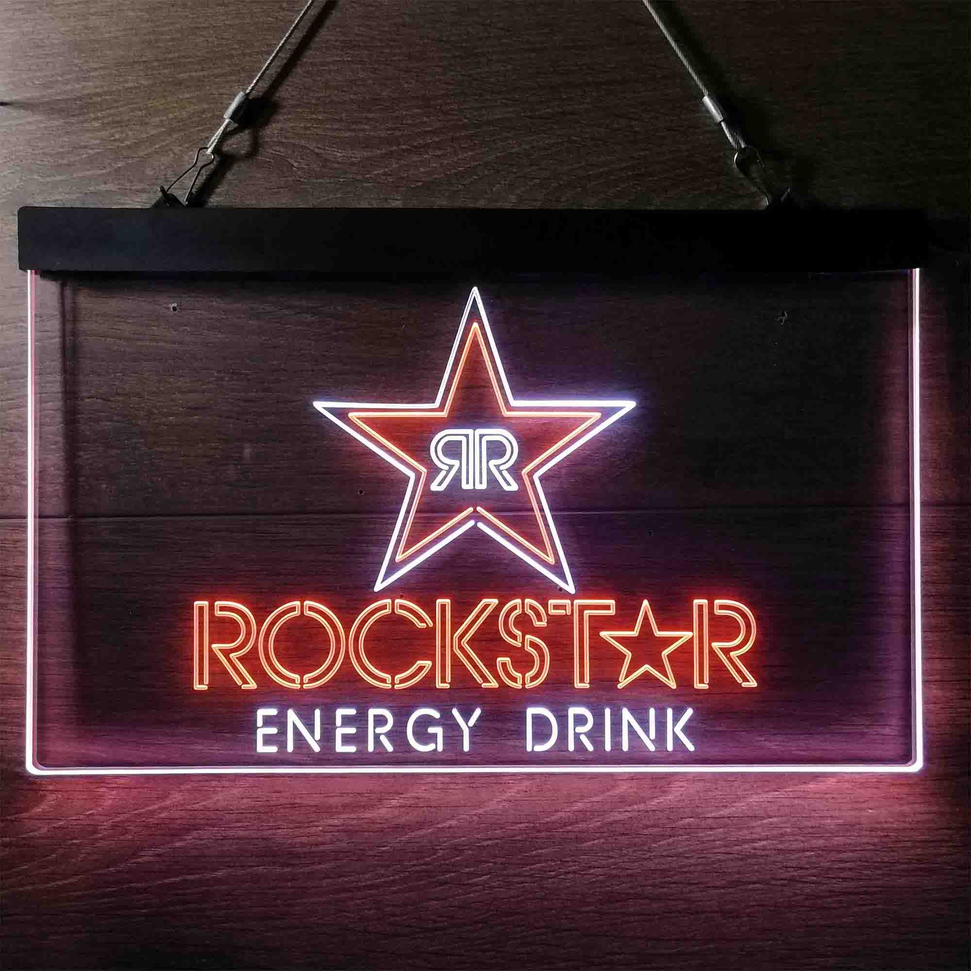 Rockstar Energy Drink Double Star Home Bar Neon Light LED Sign - Image 9