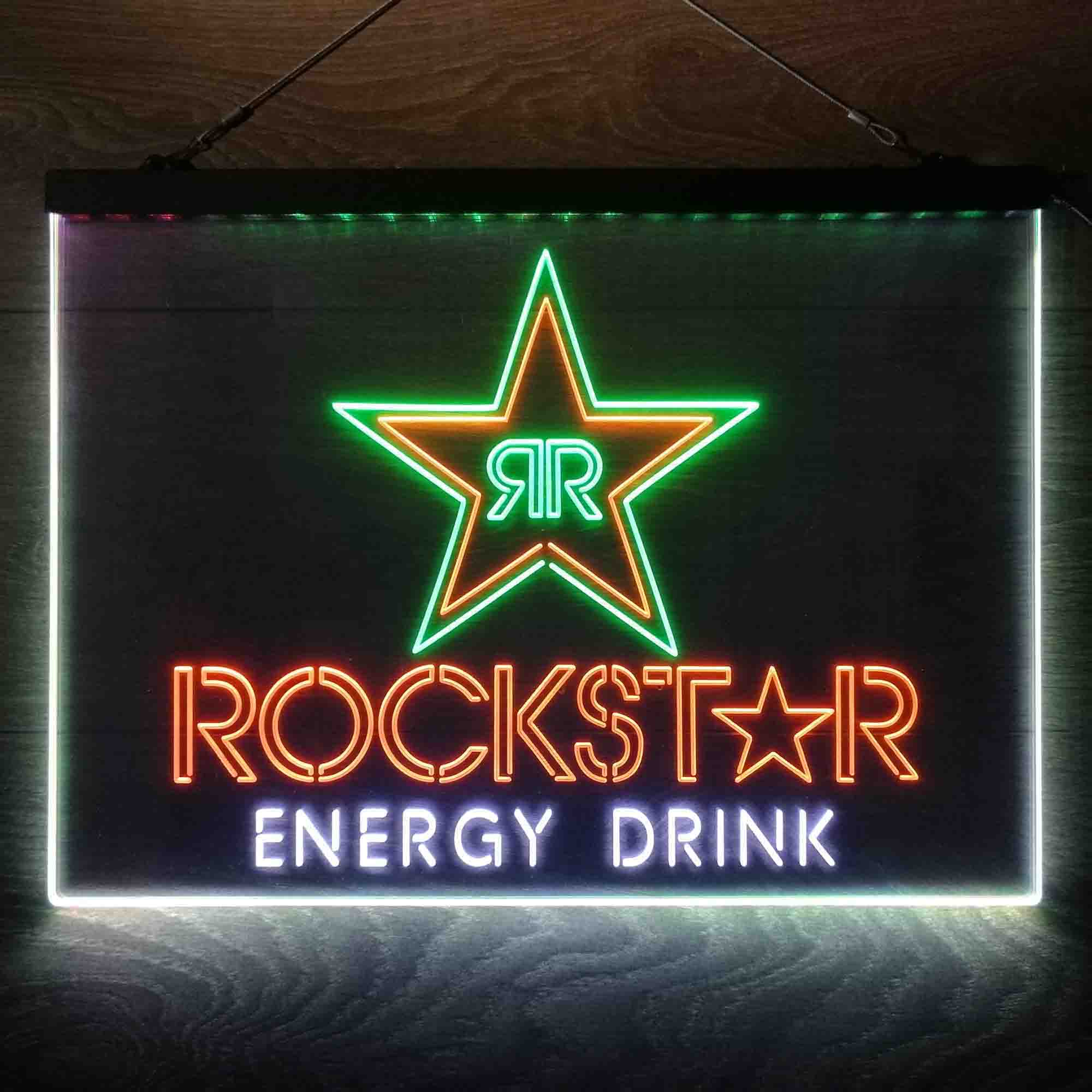 Rockstar Energy Drink Double Star  Neon 3-Color LED Sign - Image 10