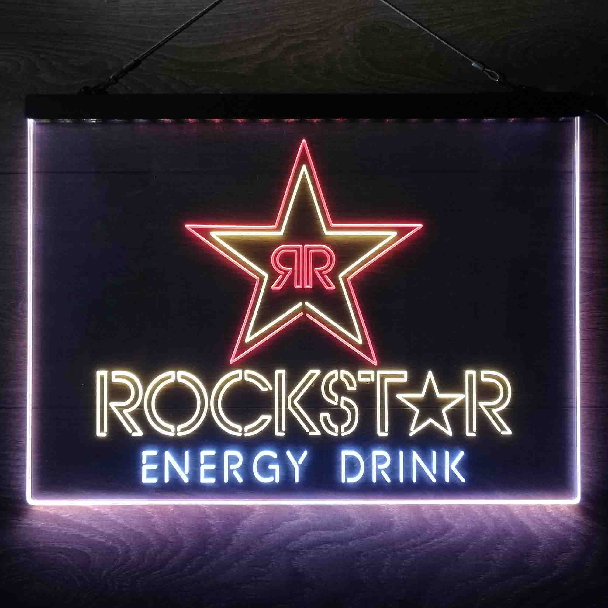 Rockstar Energy Drink Double Star  Neon 3-Color LED Sign - Image 11