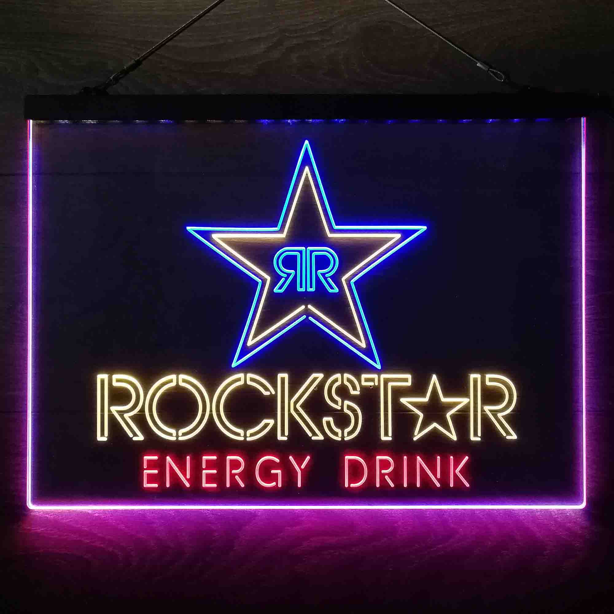 Rockstar Energy Drink Double Star  Neon 3-Color LED Sign - Image 12