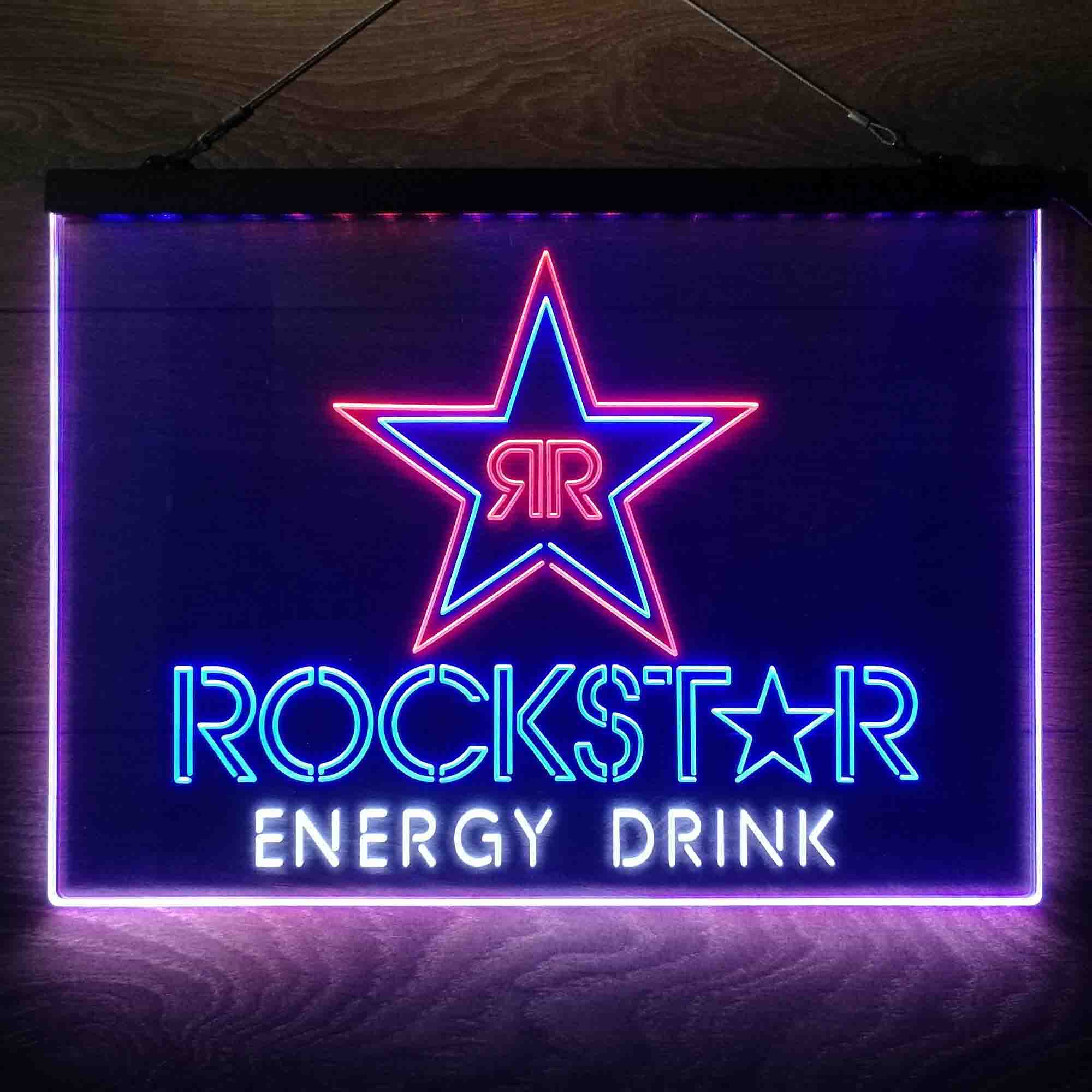 Rockstar Energy Drink Double Star  Neon 3-Color LED Sign - Image 3