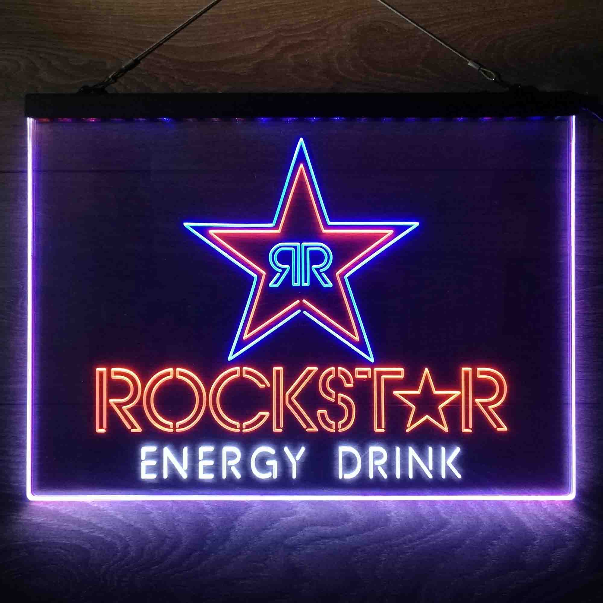 Rockstar Energy Drink Double Star  Neon 3-Color LED Sign - Image 5