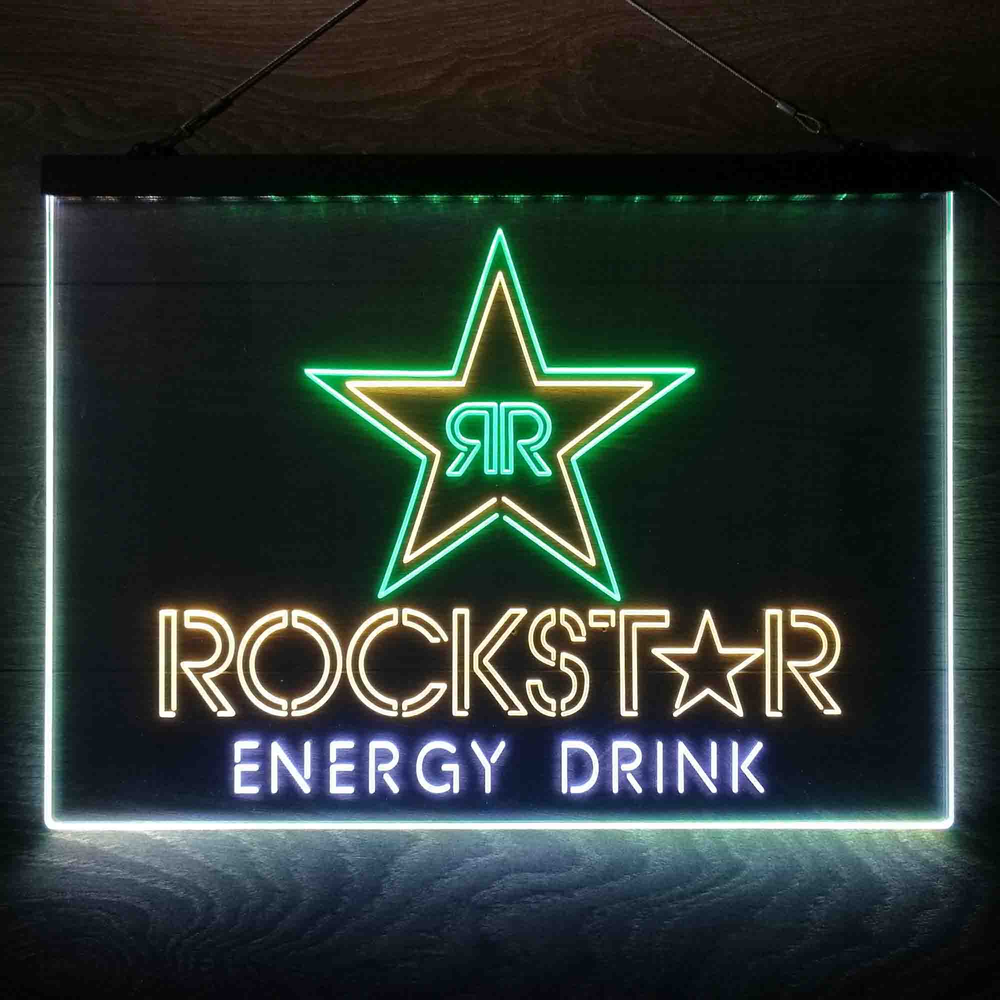 Rockstar Energy Drink Double Star  Neon 3-Color LED Sign - Image 7