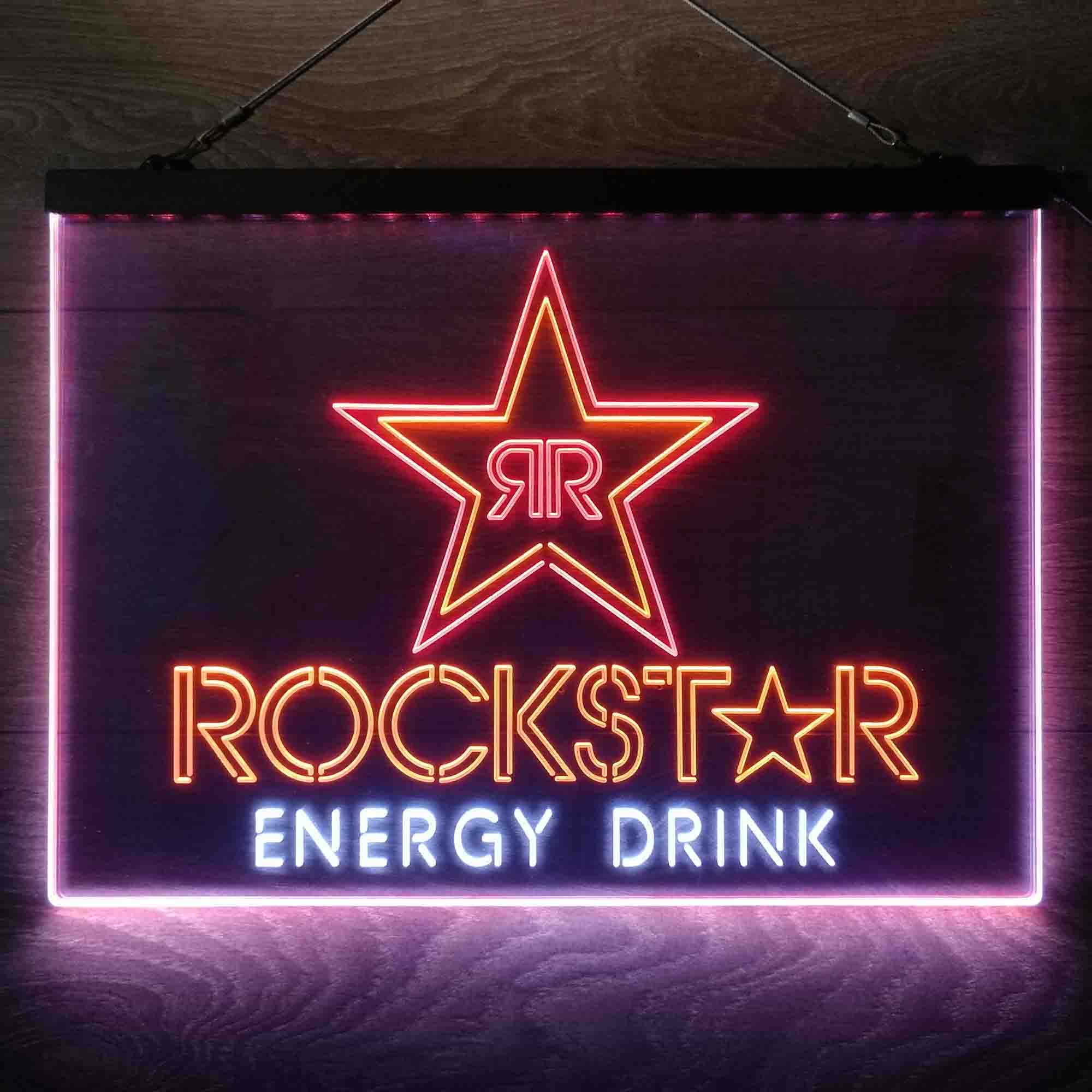 Rockstar Energy Drink Double Star  Neon 3-Color LED Sign - Image 8