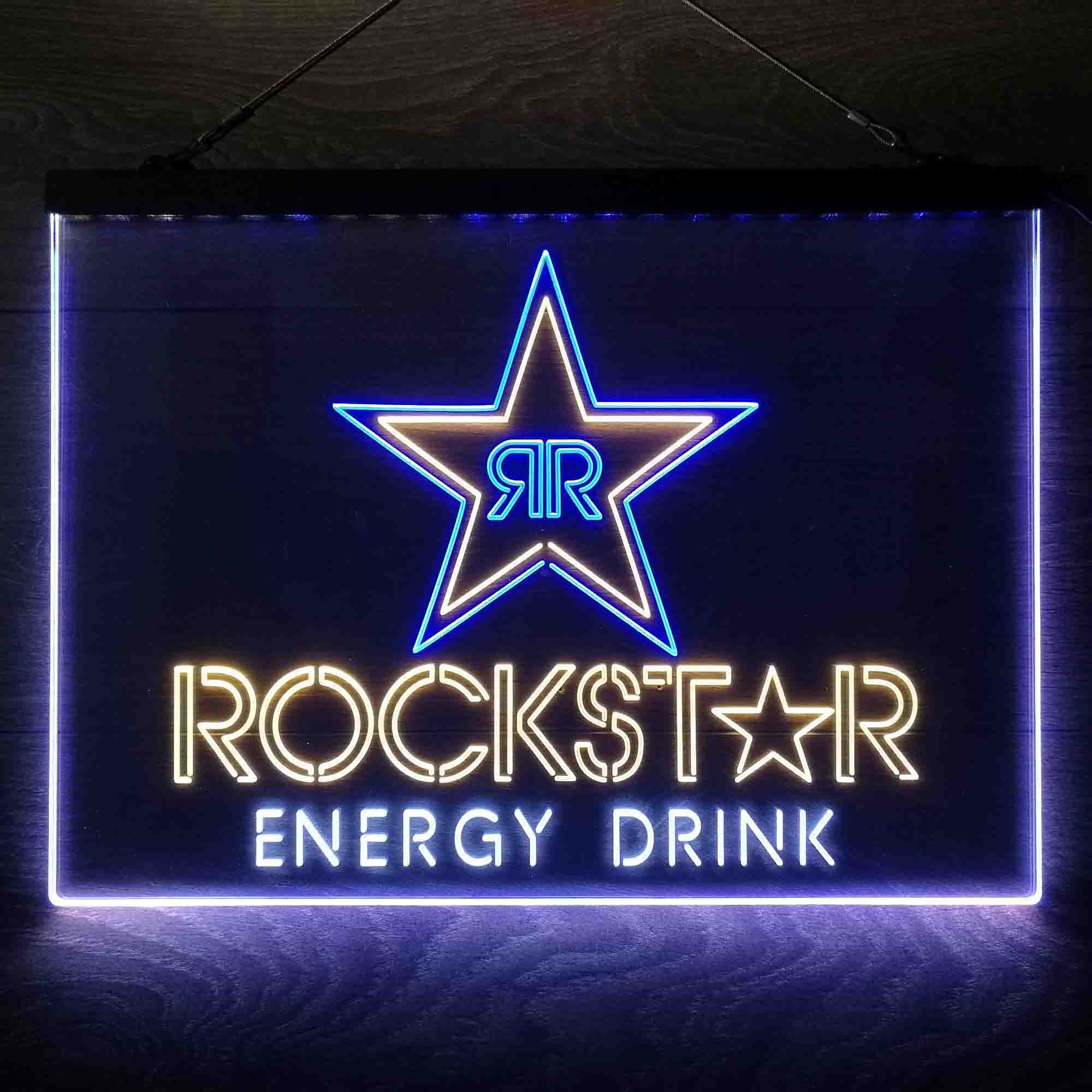 Rockstar Energy Drink Double Star  Neon 3-Color LED Sign - Image 9
