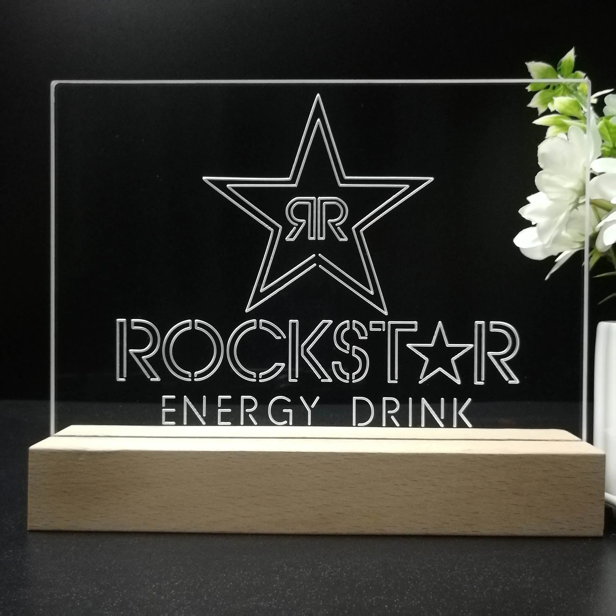 Rockstar Energy Drink Double Star Neon Sign Pub Bar Decor Lamp - Image 8
