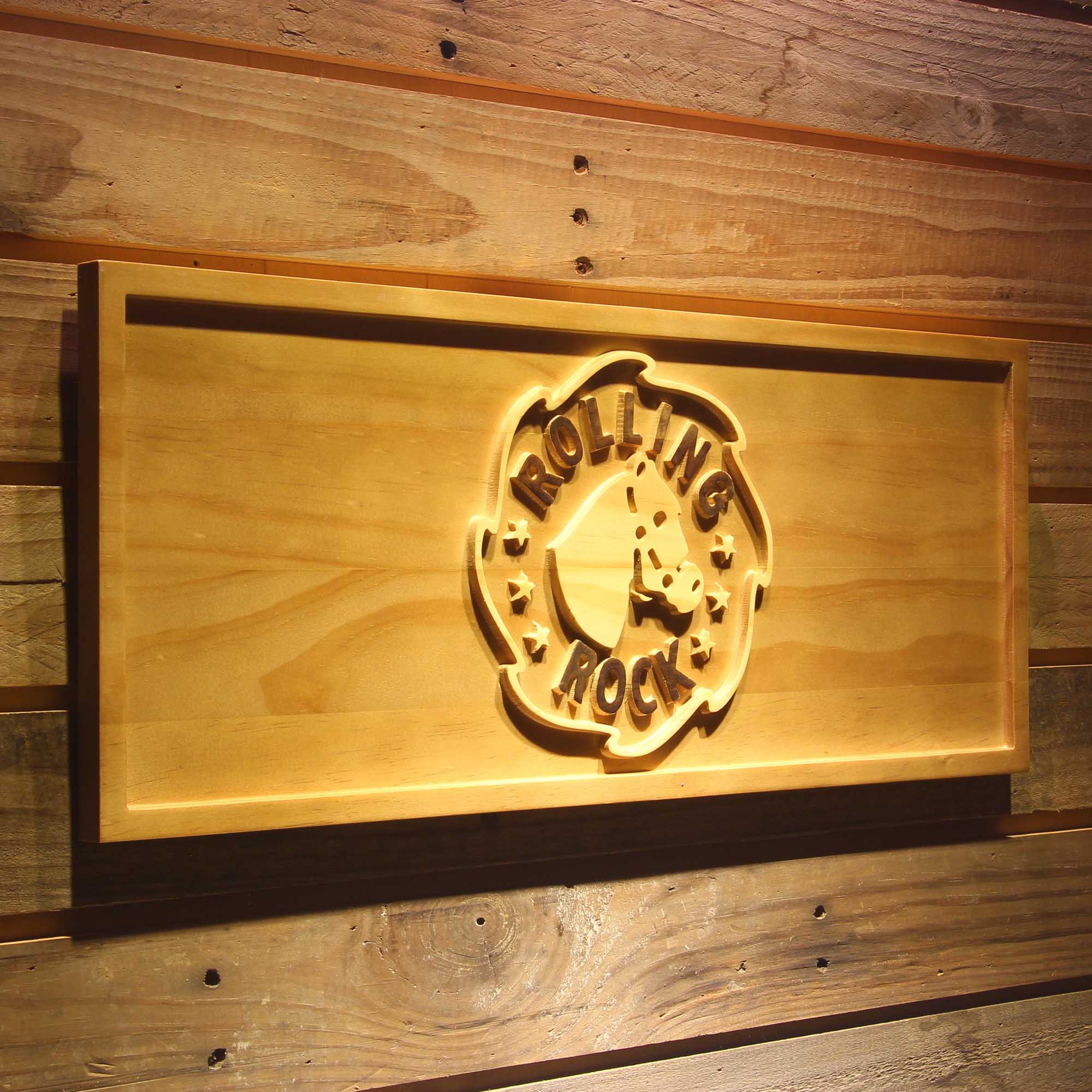 Rolling Rock,Horse 3D Solid Wooden Craving Sign - Image 2