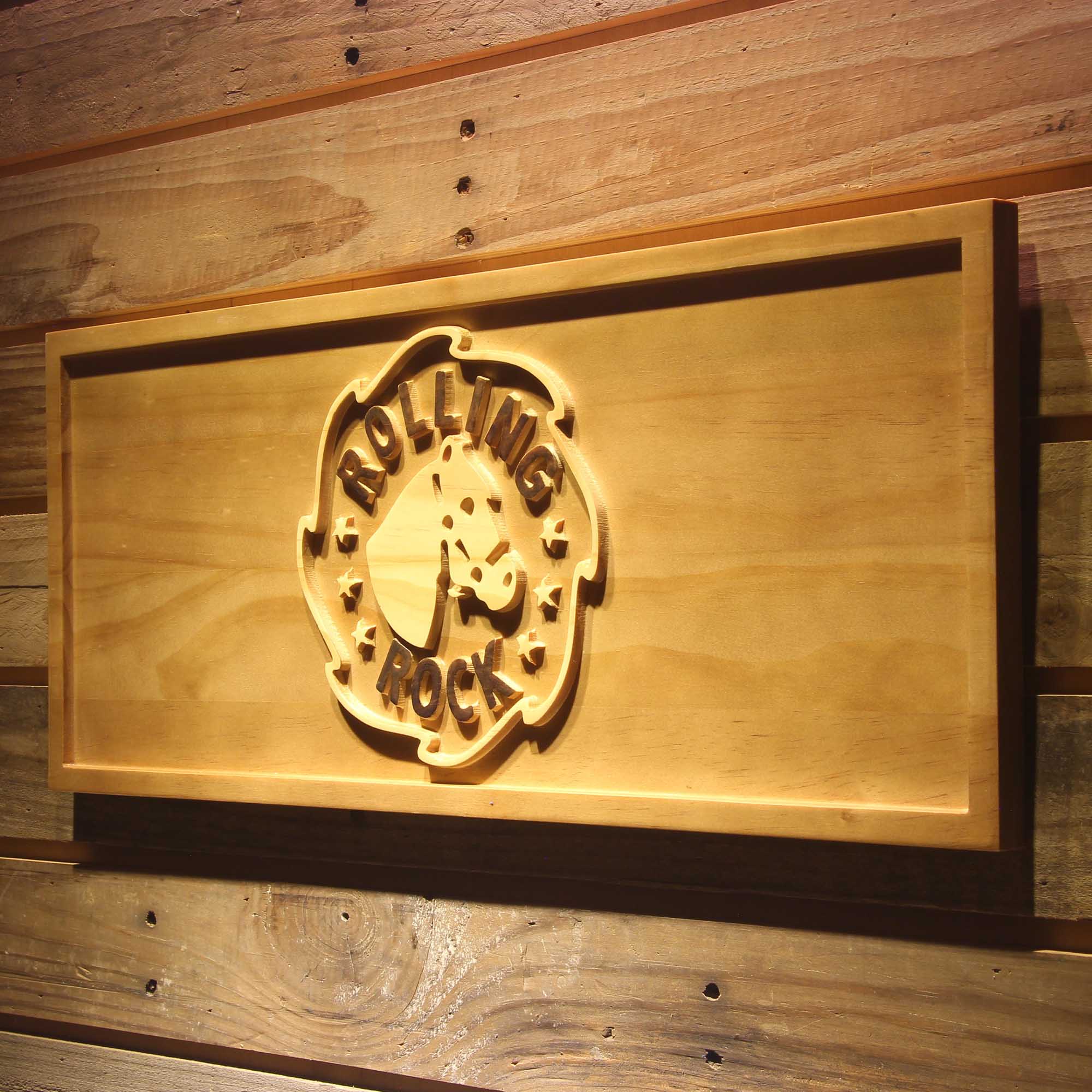 Rolling Rock,Horse 3D Solid Wooden Craving Sign - Image 3